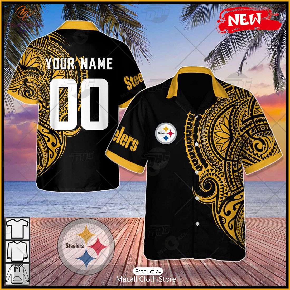 HOT Personalize NFL Pittsburgh Steelers Polynesian Tattoo Design Hawaiian Shirt HOT Personalize NFL Pittsburgh Steelers Polynesian Tattoo Design Hawaiian Shirt
