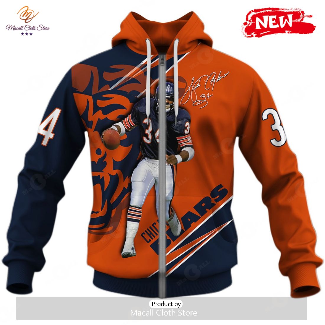 HOT Chicago Bears Walter Payton  34 Limited Edition Hoodie Sweatshirt 3D HOT Chicago Bears Walter Payton  34 Limited Edition Hoodie Sweatshirt 3D