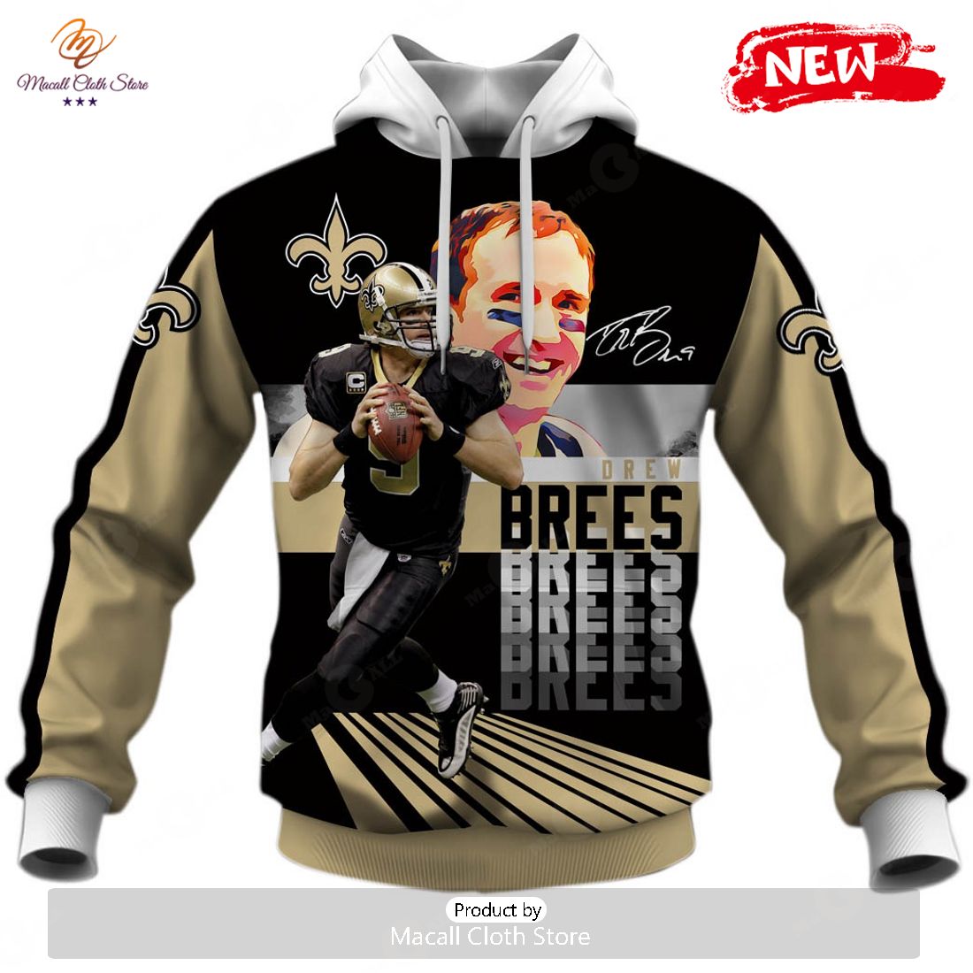 HOT Drew Brees New Orleans Saints NFL Hoodie Sweatshirt 3D HOT Drew Brees New Orleans Saints NFL Hoodie Sweatshirt 3D