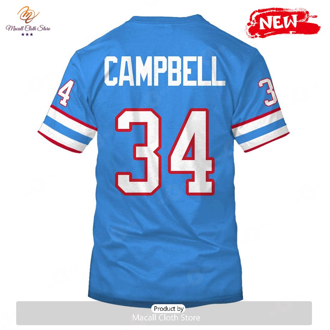 Men's Mitchell & Ness Earl Campbell Light Blue Houston Oilers