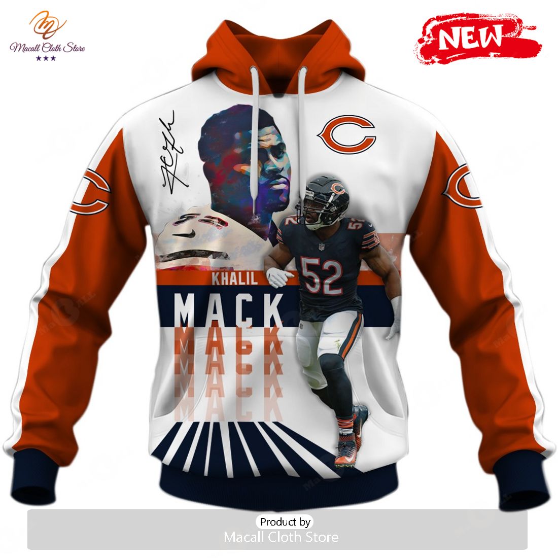 HOT Khalil Mack Chicago Bears NFL Hoodie Sweatshirt 3D HOT Khalil Mack Chicago Bears NFL Hoodie Sweatshirt 3D