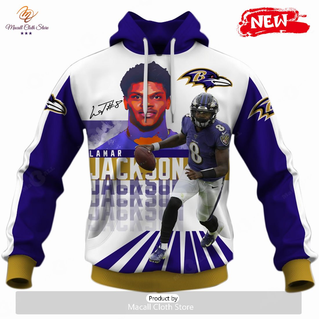 HOT Lamar Jackson Baltimore Ravens NFL Hoodie Sweatshirt 3D