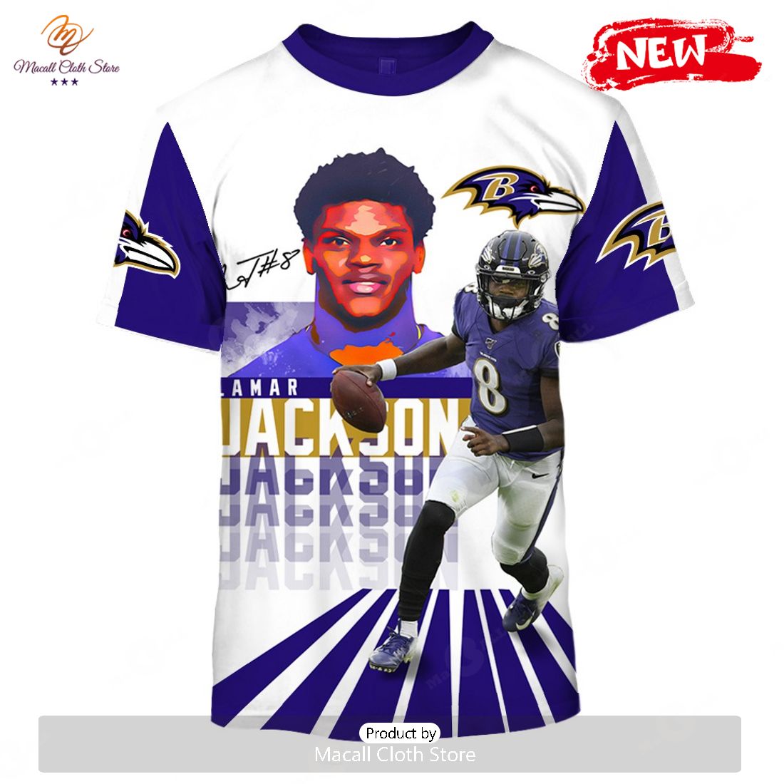 HOT Lamar Jackson Baltimore Ravens NFL Hoodie Sweatshirt 3D