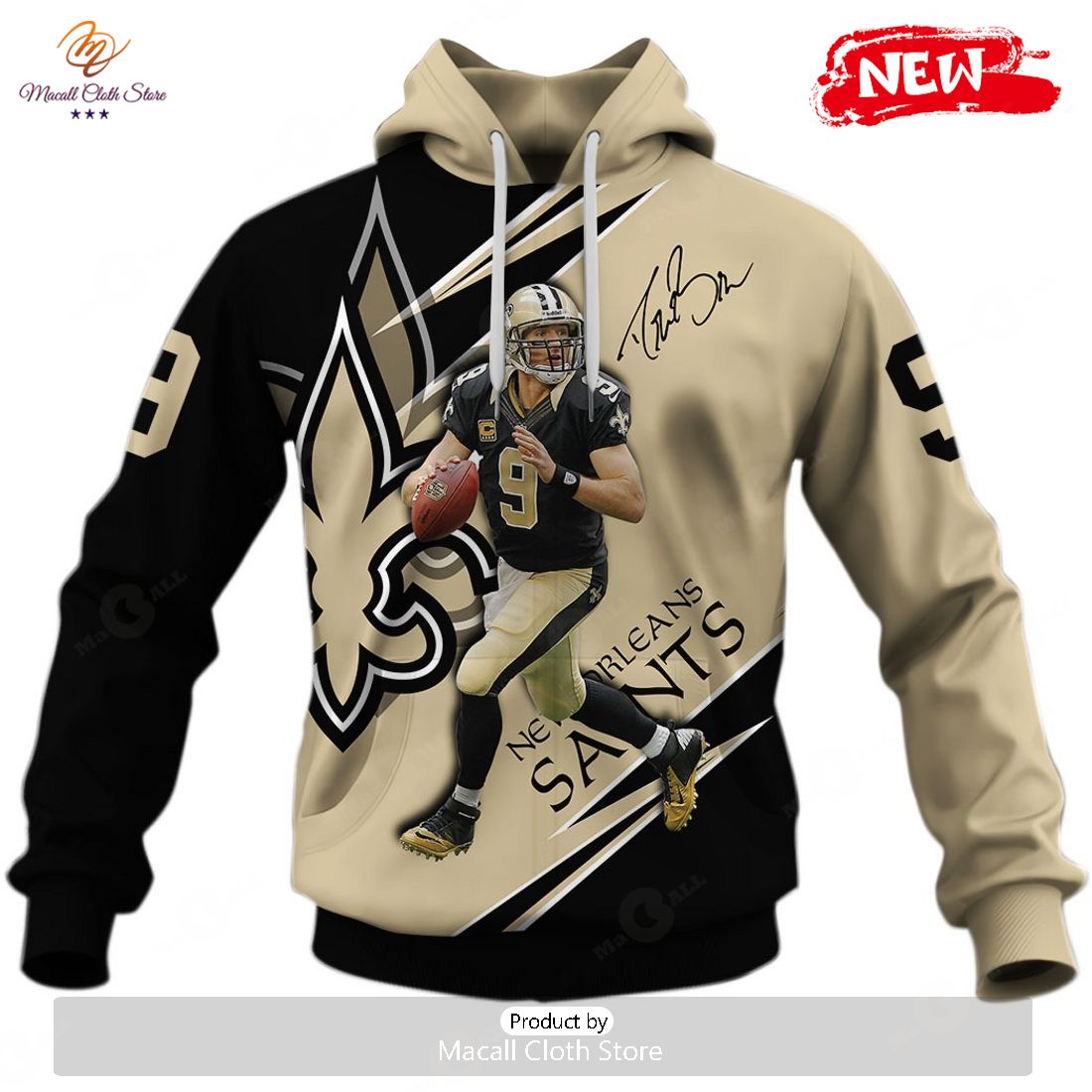 HOT New Orleans Saints Drew Brees 9 Limited Edition Hoodie Sweatshirt 3D HOT New Orleans Saints Drew Brees 9 Limited Edition Hoodie Sweatshirt 3D