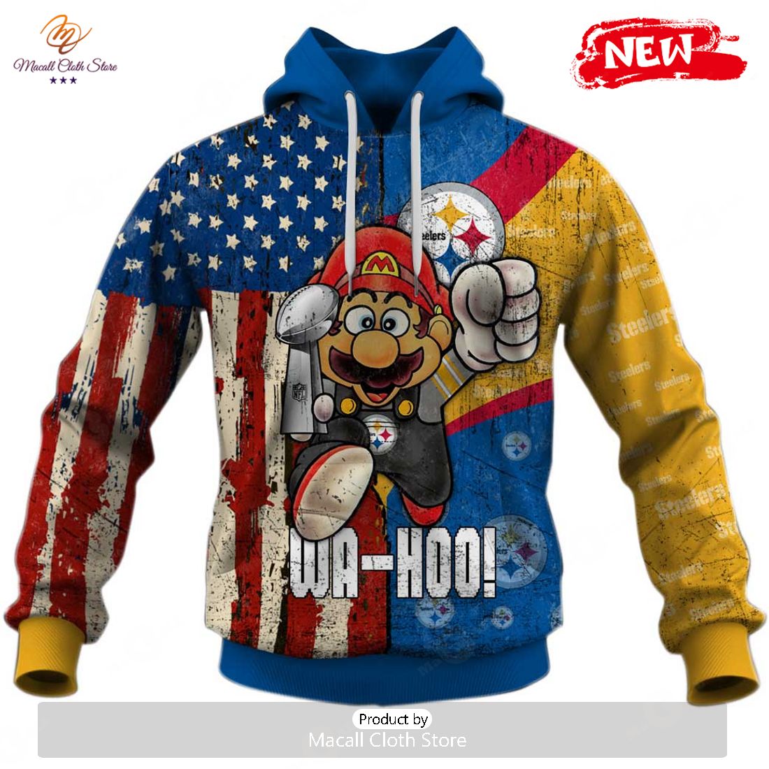 HOT OSC-T50 Mario NFL Steelers Limited Edition Hoodie Sweatshirt 3D HOT OSC-T50 Mario NFL Steelers Limited Edition Hoodie Sweatshirt 3D