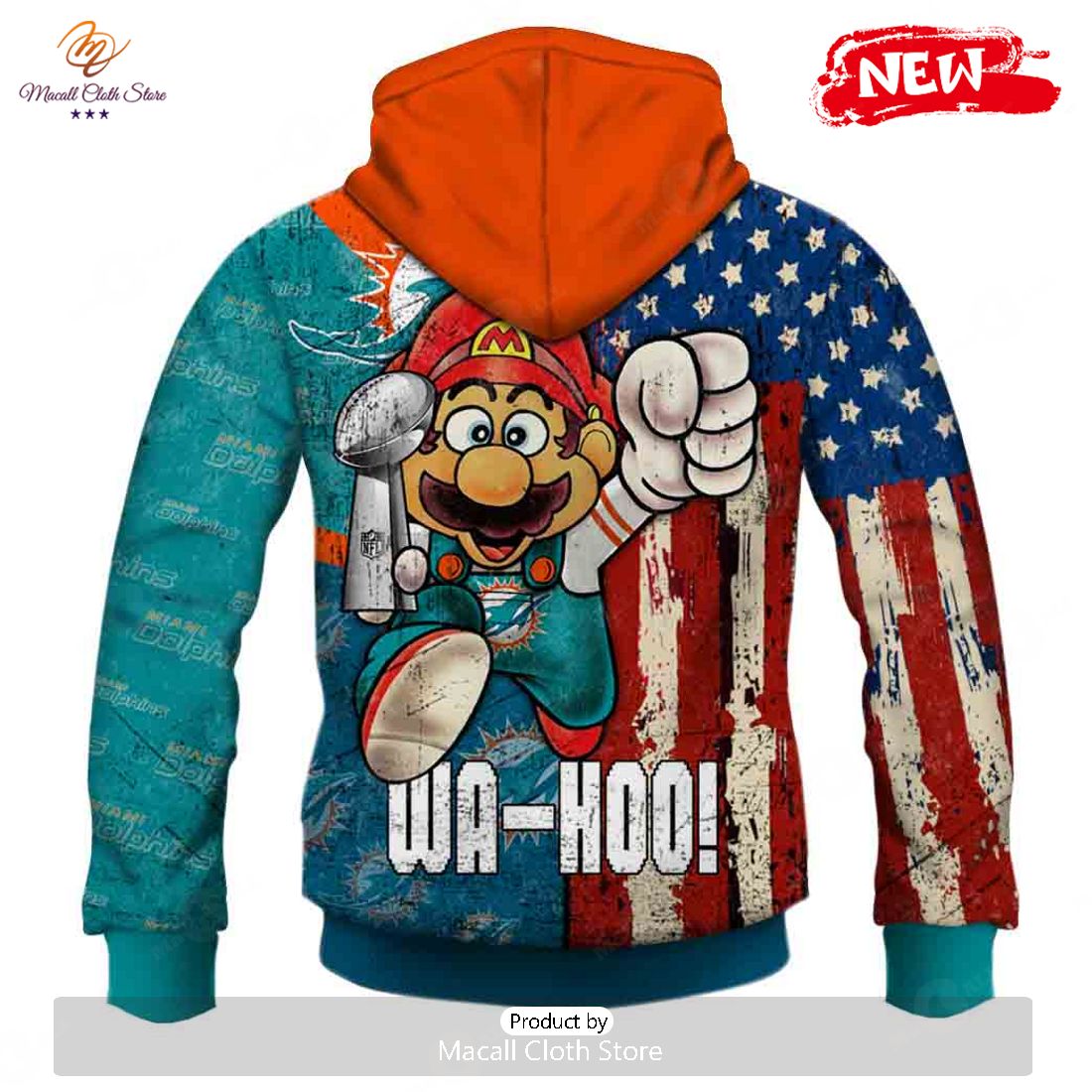 HOT OSC-T50 Mario NFLDolphins Limited Edition Hoodie Sweatshirt 3D HOT OSC-T50 Mario NFLDolphins Limited Edition Hoodie Sweatshirt 3D