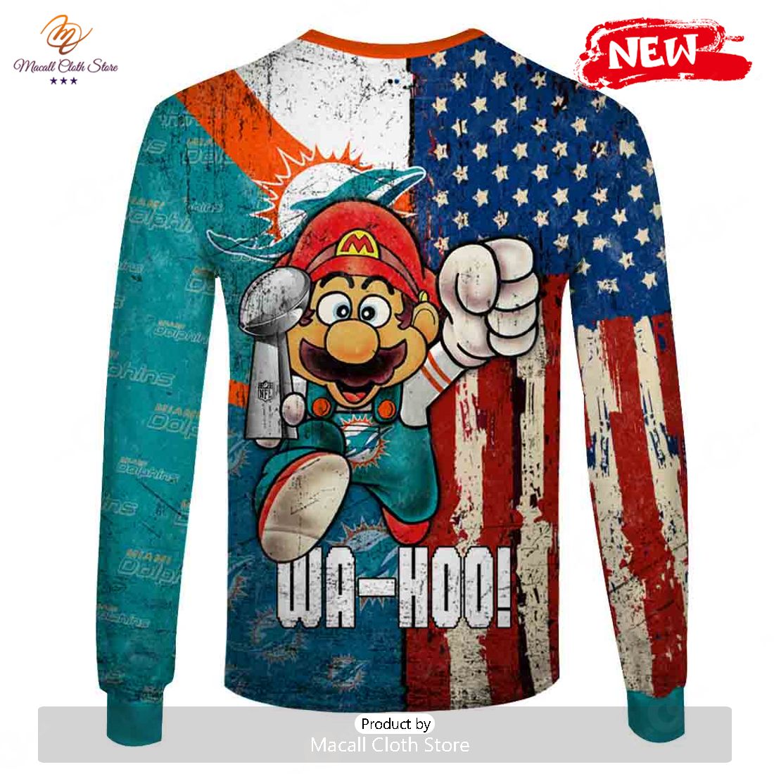 HOT OSC-T50 Mario NFLDolphins Limited Edition Hoodie Sweatshirt 3D HOT OSC-T50 Mario NFLDolphins Limited Edition Hoodie Sweatshirt 3D
