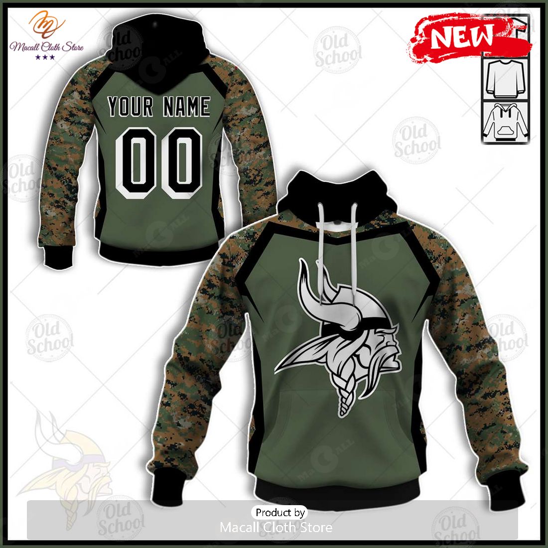 Hot Personalize Nfl Minesota Vikings Veterans Day Style Camo Hoodie 