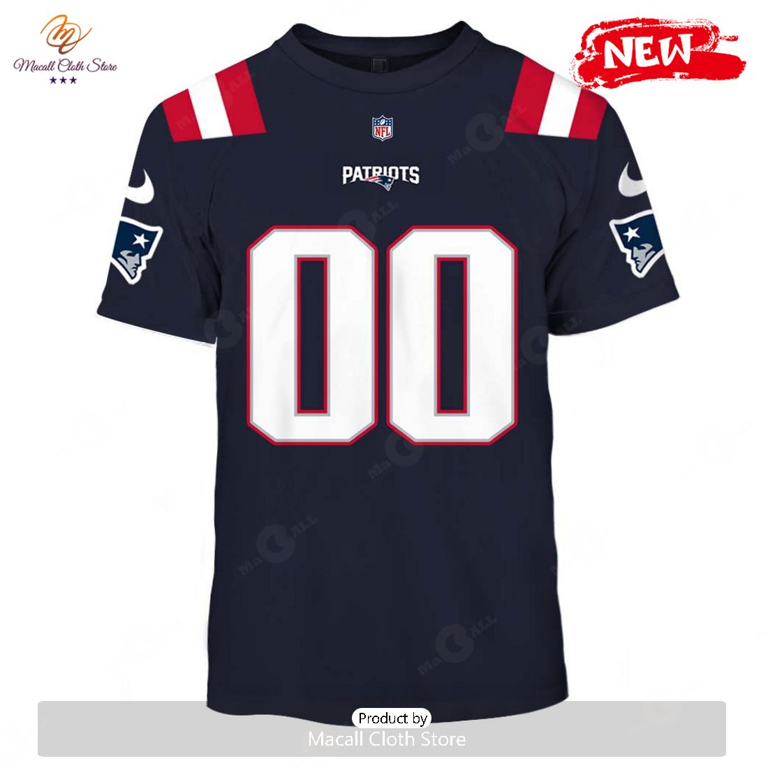 HOT Personalize NFL New England Patriots New Blue-On-Blue 2020 Home Jersey Hoodie Sweatshirt 3D