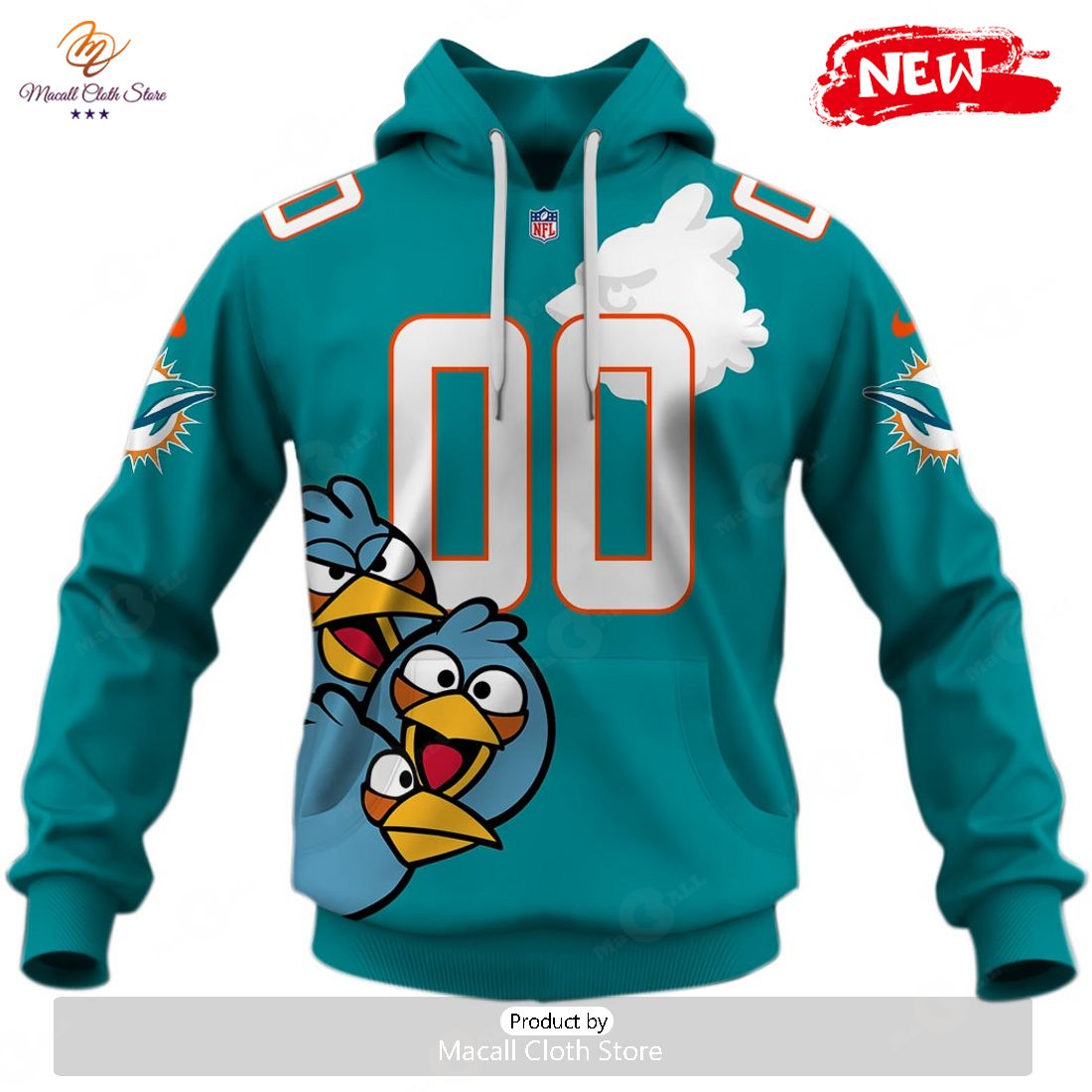 HOT Personalize Youth Miami Dolphins NFL x Angry Birds 2023 Hoodie Sweatshirt 3D HOT Personalize Youth Miami Dolphins NFL x Angry Birds 2023 Hoodie Sweatshirt 3D