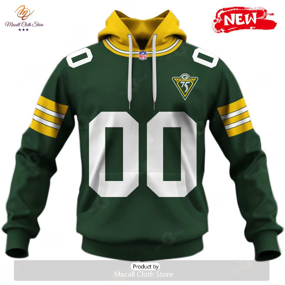 HOT Personalized 1993 1994 Green Bay Packers 75th Anniversary Jersey Hoodie Sweatshirt 3D HOT Personalized 1993 1994 Green Bay Packers 75th Anniversary Jersey Hoodie Sweatshirt 3D