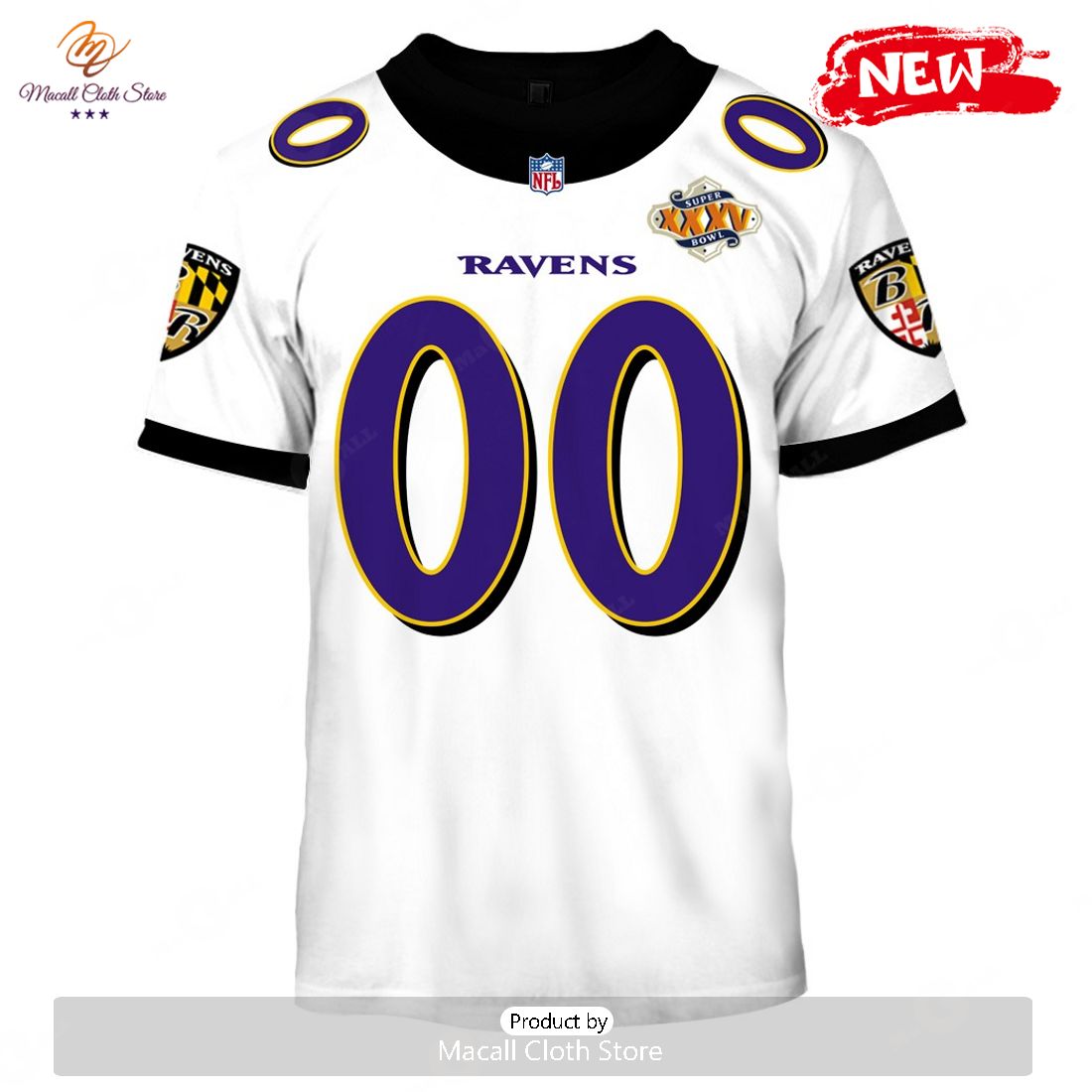 HOT Personalized 2000 Baltimore Ravens Vintage Throwback Home Jersey Hoodie Sweatshirt 3D