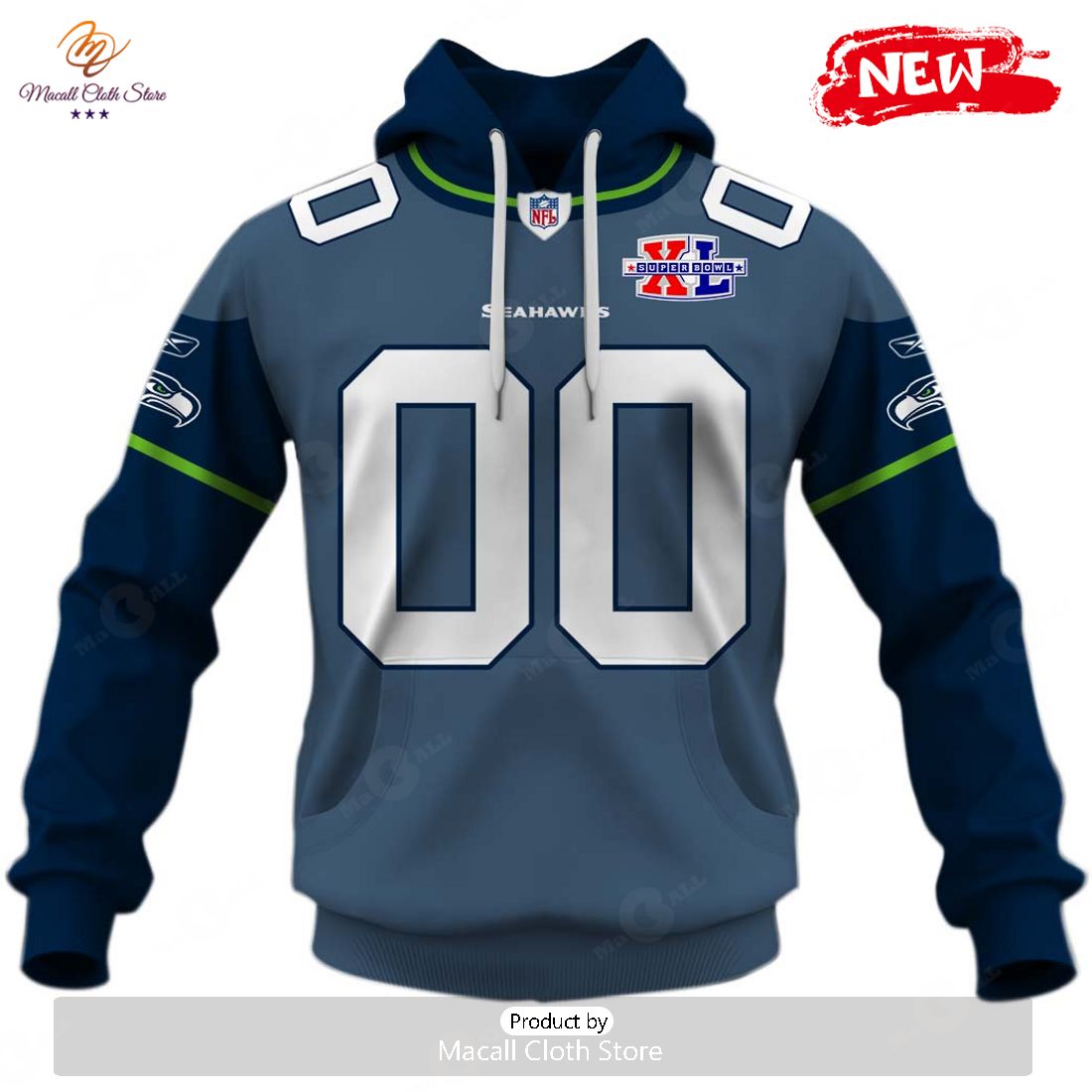 HOT Personalized 2005 Seattle Seahawks Super Bowl XL Vintage NFL Jersey Hoodie Sweatshirt 3D
