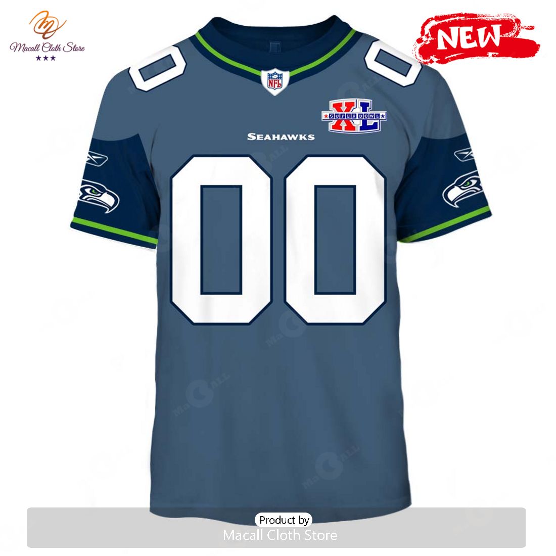 HOT Personalized 2005 Seattle Seahawks Super Bowl XL Vintage NFL Jersey Hoodie Sweatshirt 3D