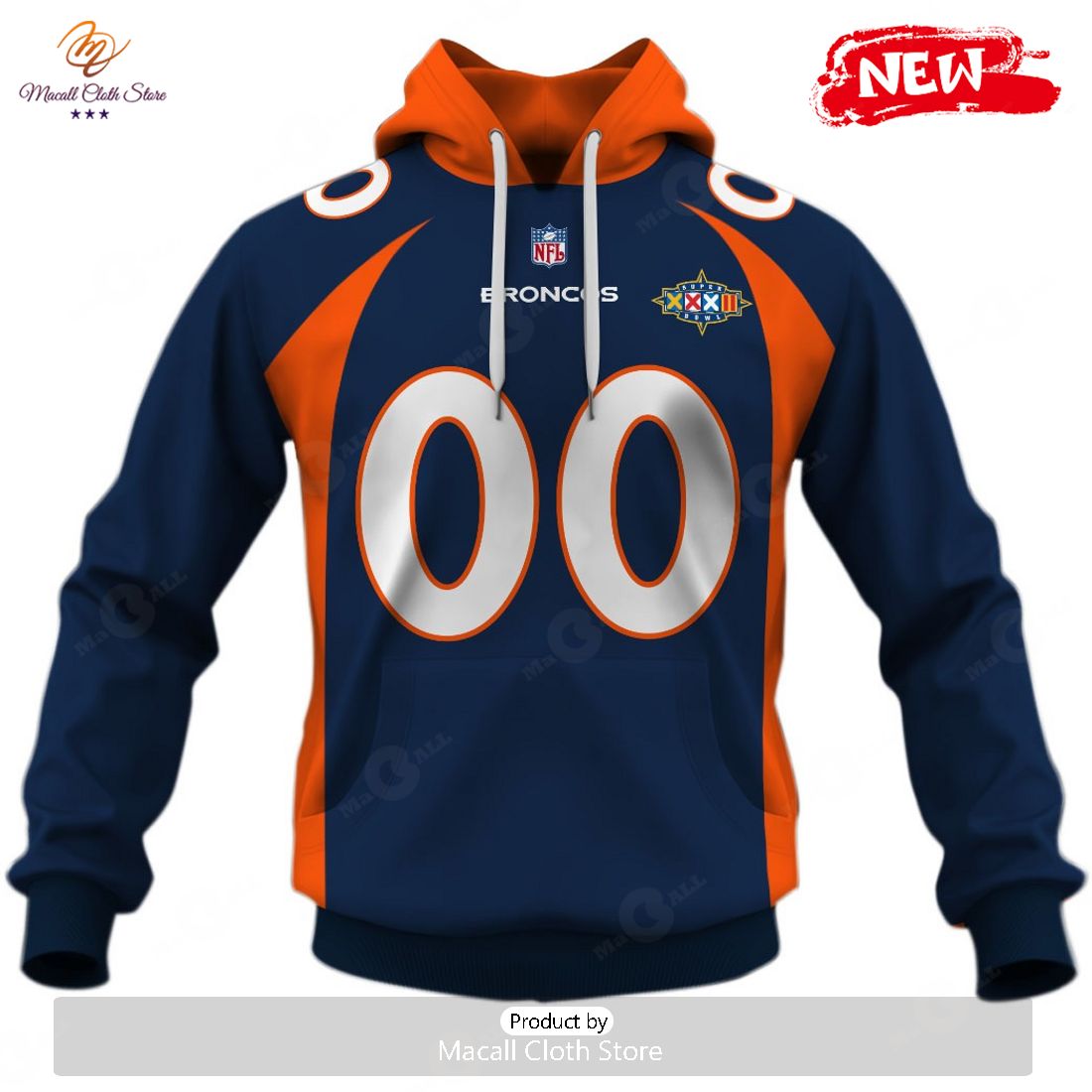 HOT Personalized Denver Broncos 1997 Super Bowl XXII Vintage Home Jersey Hoodie Sweatshirt 3D