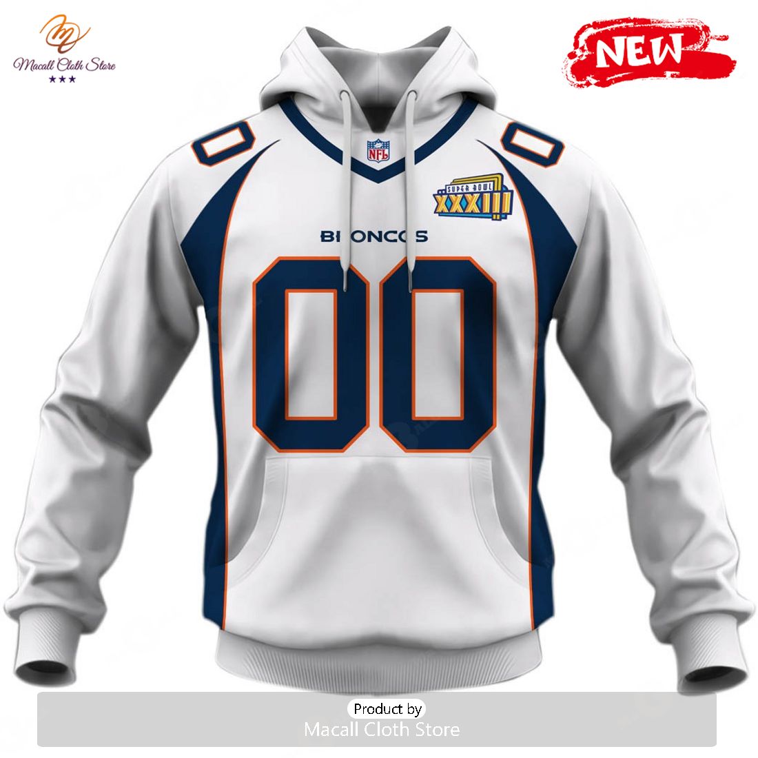 HOT Personalized Denver Broncos 1998 Super Bowl XXIII Vintage Home Jersey Hoodie Sweatshirt 3D