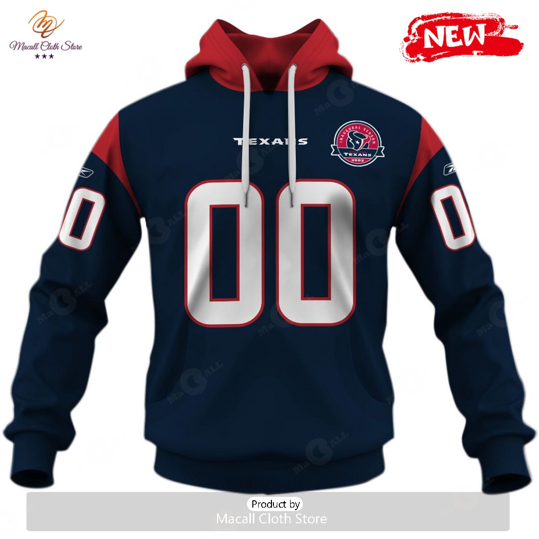 HOT Personalized Houston Texans 2002 Inaugural Season Vintage Home Jersey Hoodie Sweatshirt 3D HOT Personalized Houston Texans 2002 Inaugural Season Vintage Home Jersey Hoodie Sweatshirt 3D