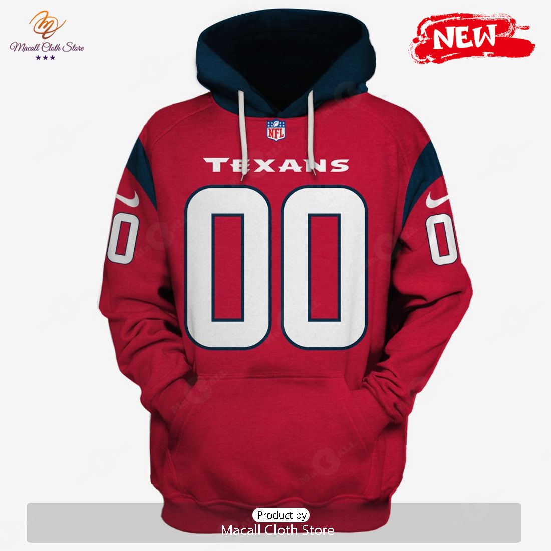 HOT Personalized Houston Texans Jersey Red Limited Edition Hoodie Sweatshirt 3D HOT Personalized Houston Texans Jersey Red Limited Edition Hoodie Sweatshirt 3D