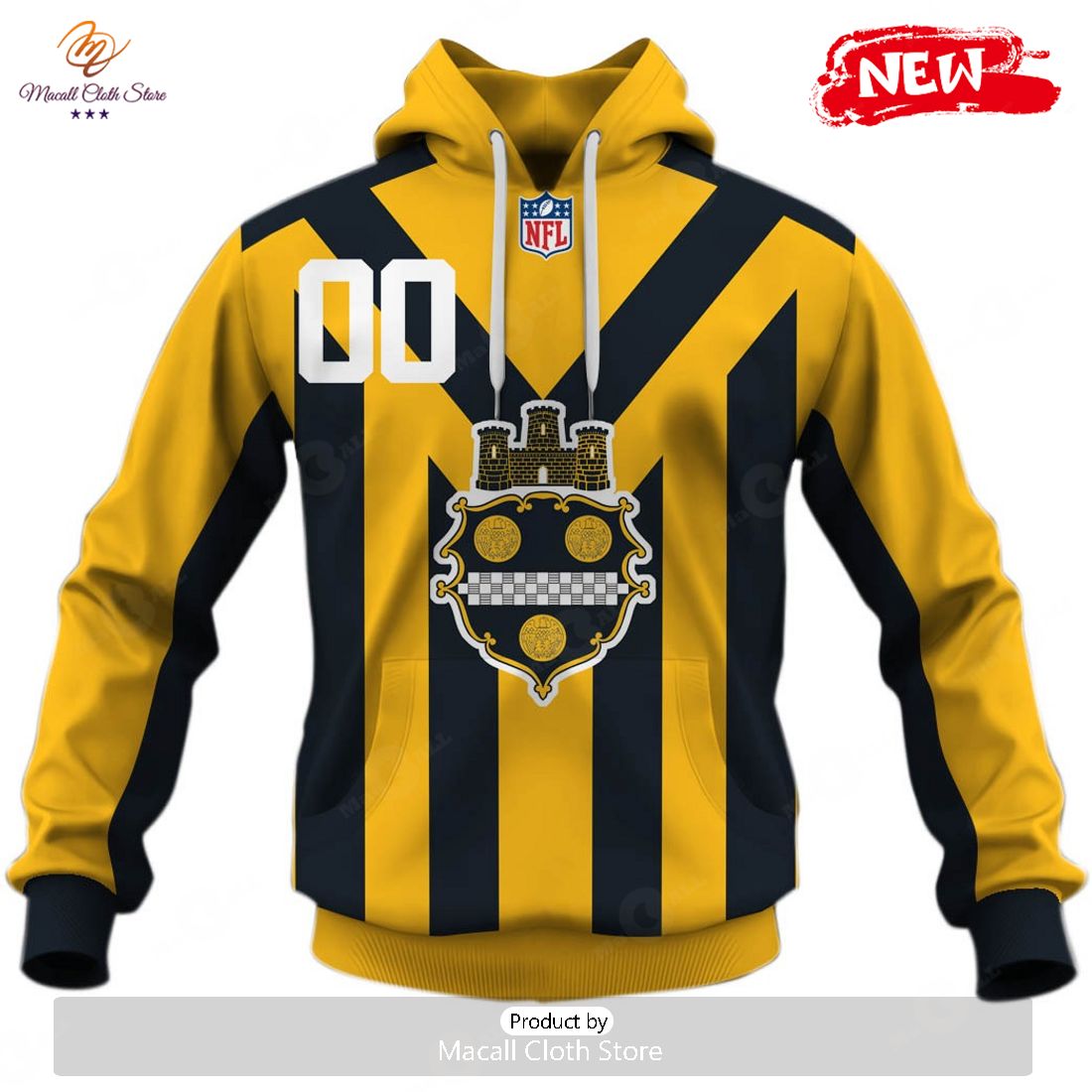 HOT Personalized Pittsburgh Steelers 1933 Yellow Throwback Jersey Hoodie Sweatshirt 3D HOT Personalized Pittsburgh Steelers 1933 Yellow Throwback Jersey Hoodie Sweatshirt 3D