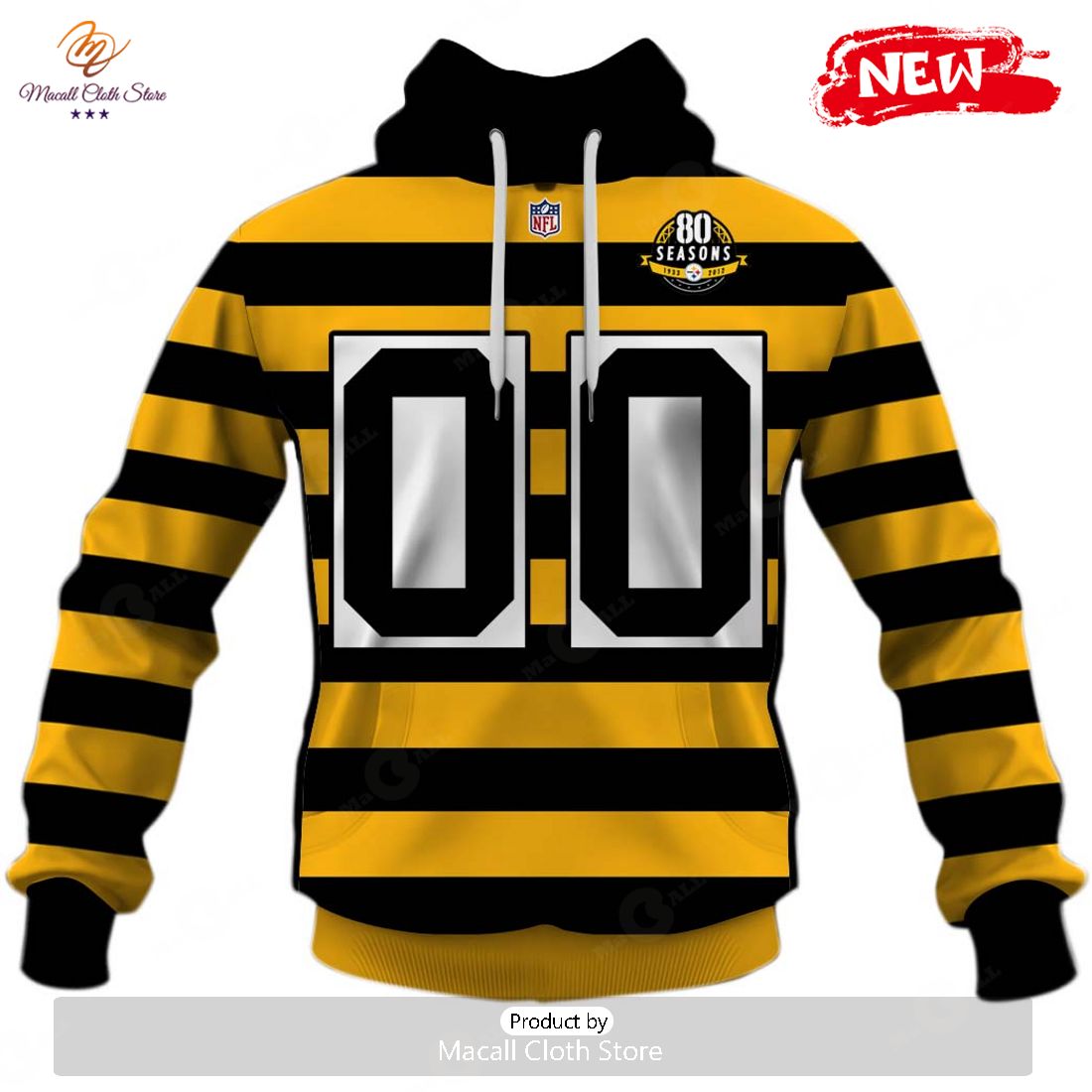 HOT Personalized Pittsburgh Steelers Yellow Black Alternate 80th Anniversary Throwback Jersey