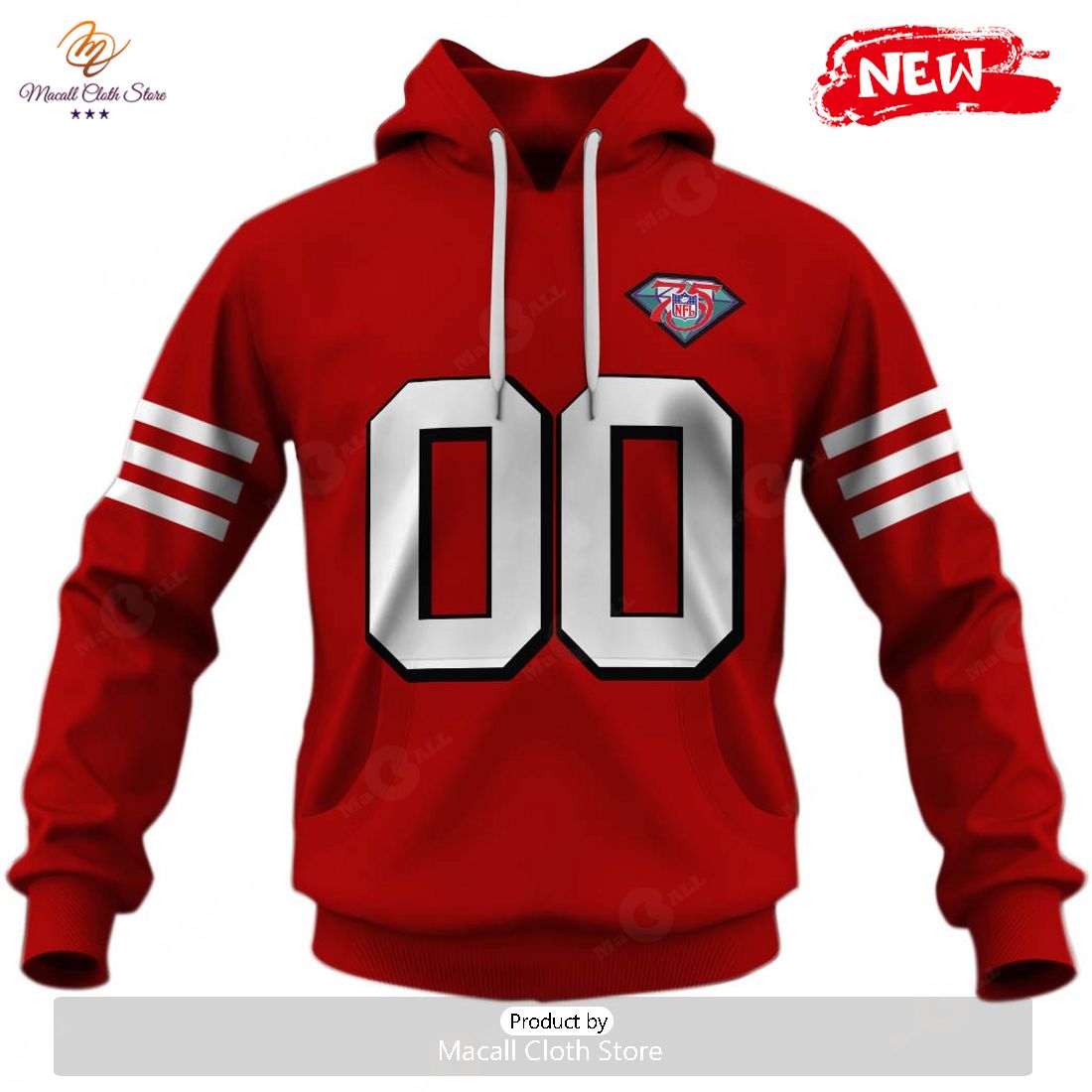 HOT Personalized San Francisco 49ers 1994 75th Anniversary Vintage Red Jersey Hoodie Sweatshirt 3D HOT Personalized San Francisco 49ers 1994 75th Anniversary Vintage Red Jersey Hoodie Sweatshirt 3D