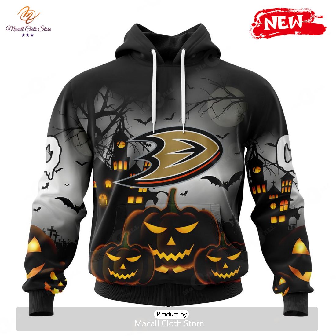 HOT Personalized NHL Anaheim Ducks Special Design For Halloween Hoodie Sweatshirt 3D