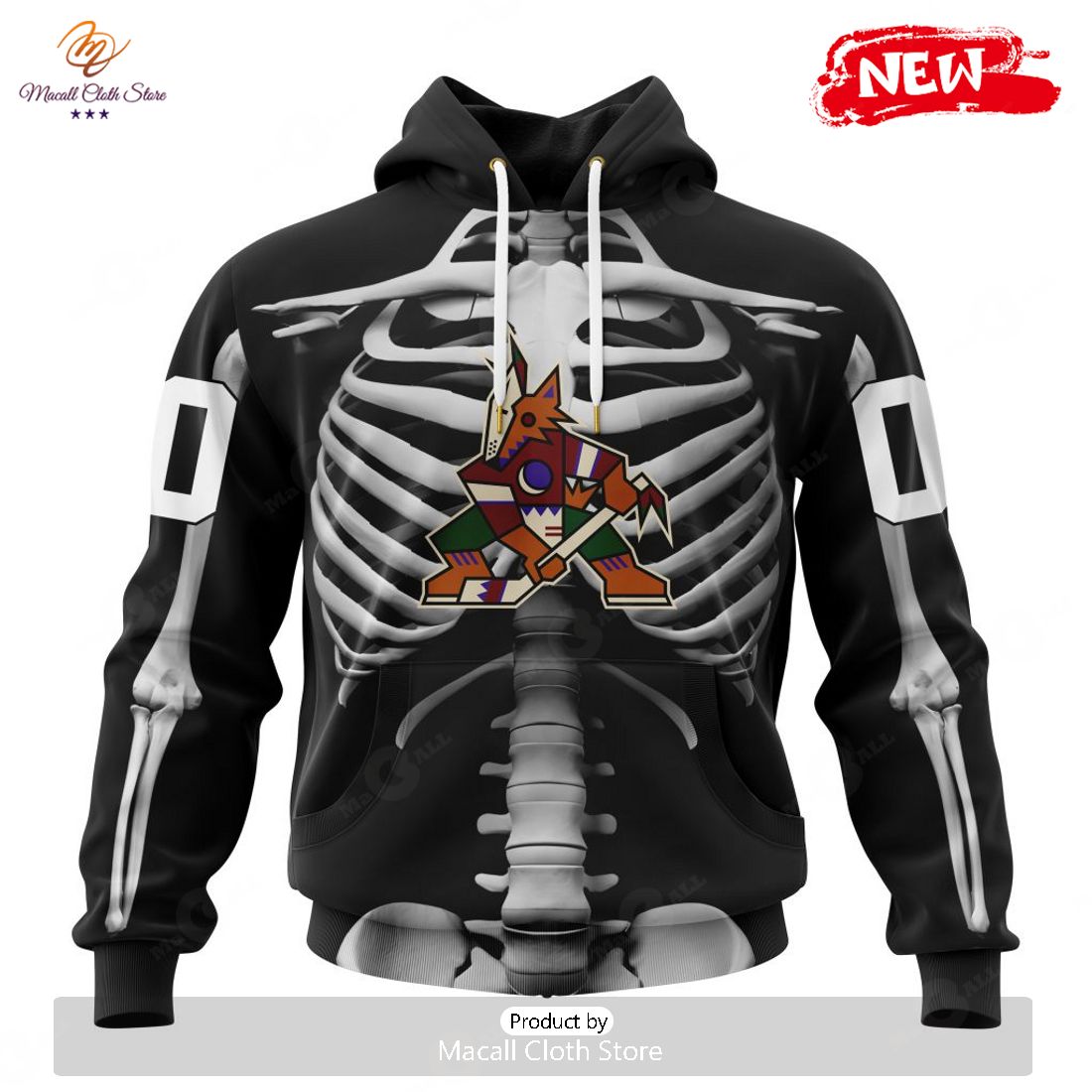 HOT Personalized NHL Arizona Coyotes Special Skeleton Costume For Halloween Hoodie Sweatshirt 3D
