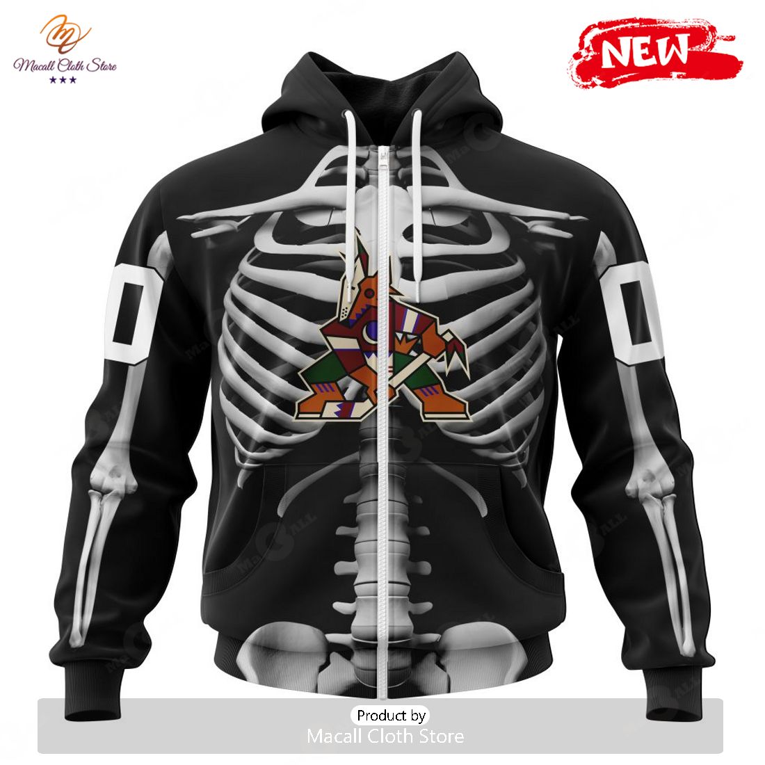 HOT Personalized NHL Arizona Coyotes Special Skeleton Costume For Halloween Hoodie Sweatshirt 3D