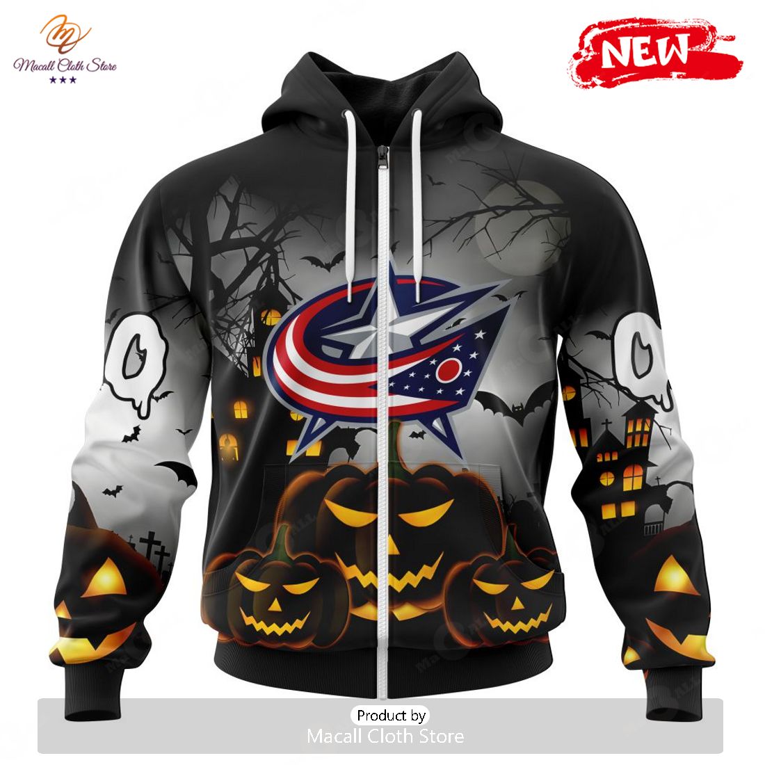 HOT Personalized NHL Columbus Blue Jackets Special Design For Halloween Hoodie Sweatshirt 3D