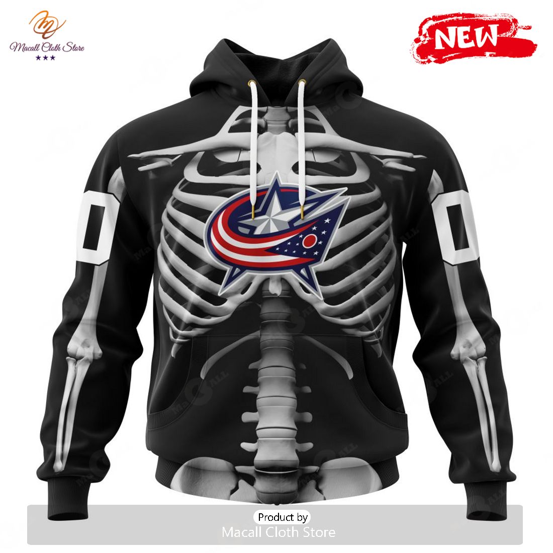 HOT Personalized NHL Columbus Blue Jackets Special Skeleton Costume For Halloween Hoodie Sweatshirt 3D