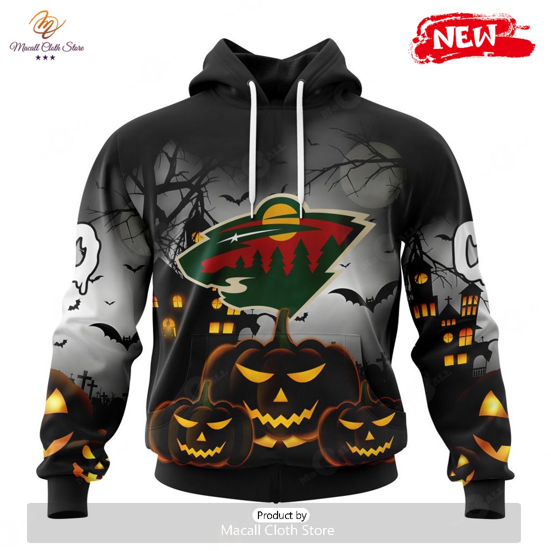 HOT Personalized NHL Minnesota Wild Special Design For Halloween Hoodie Sweatshirt 3D