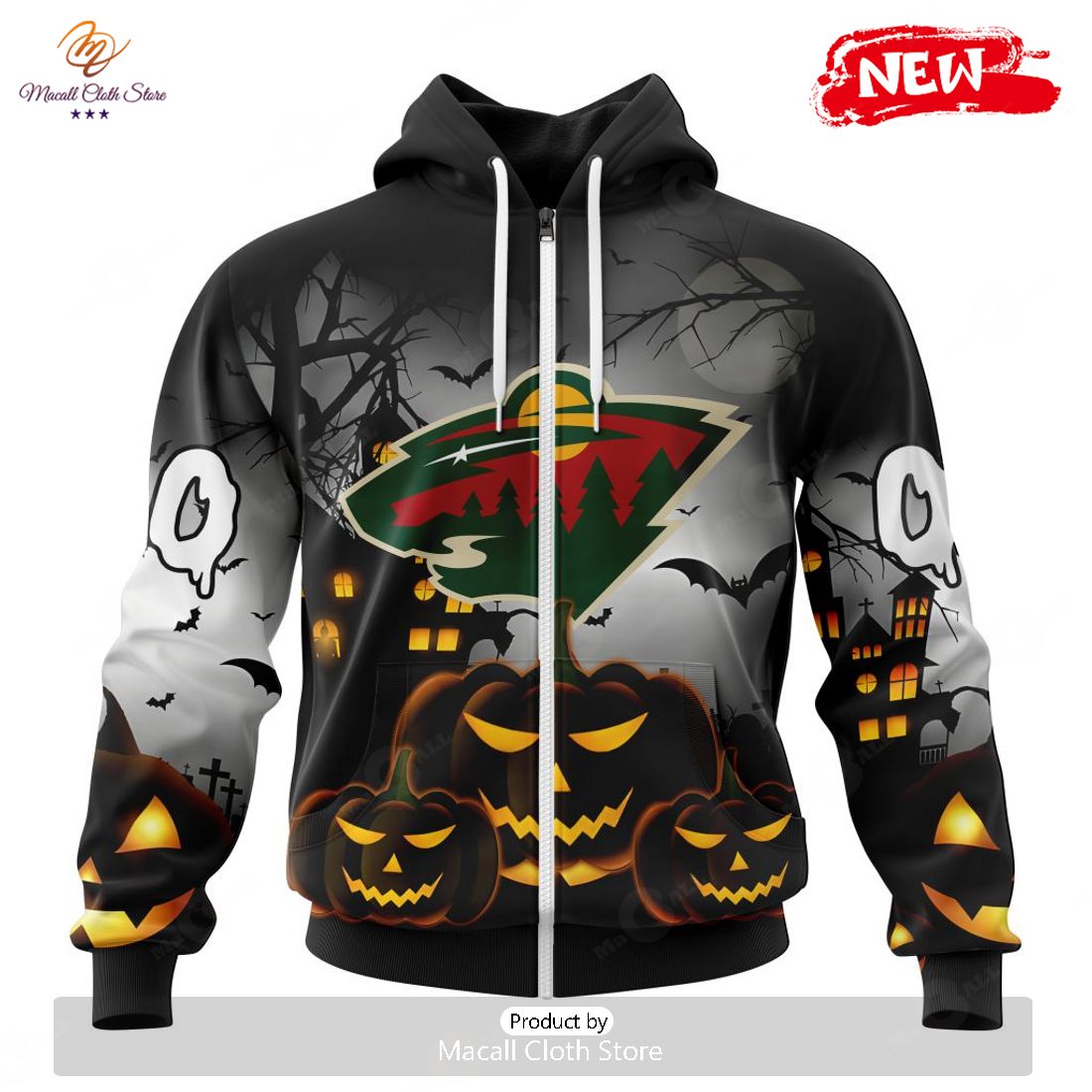 HOT Personalized NHL Minnesota Wild Special Design For Halloween Hoodie Sweatshirt 3D