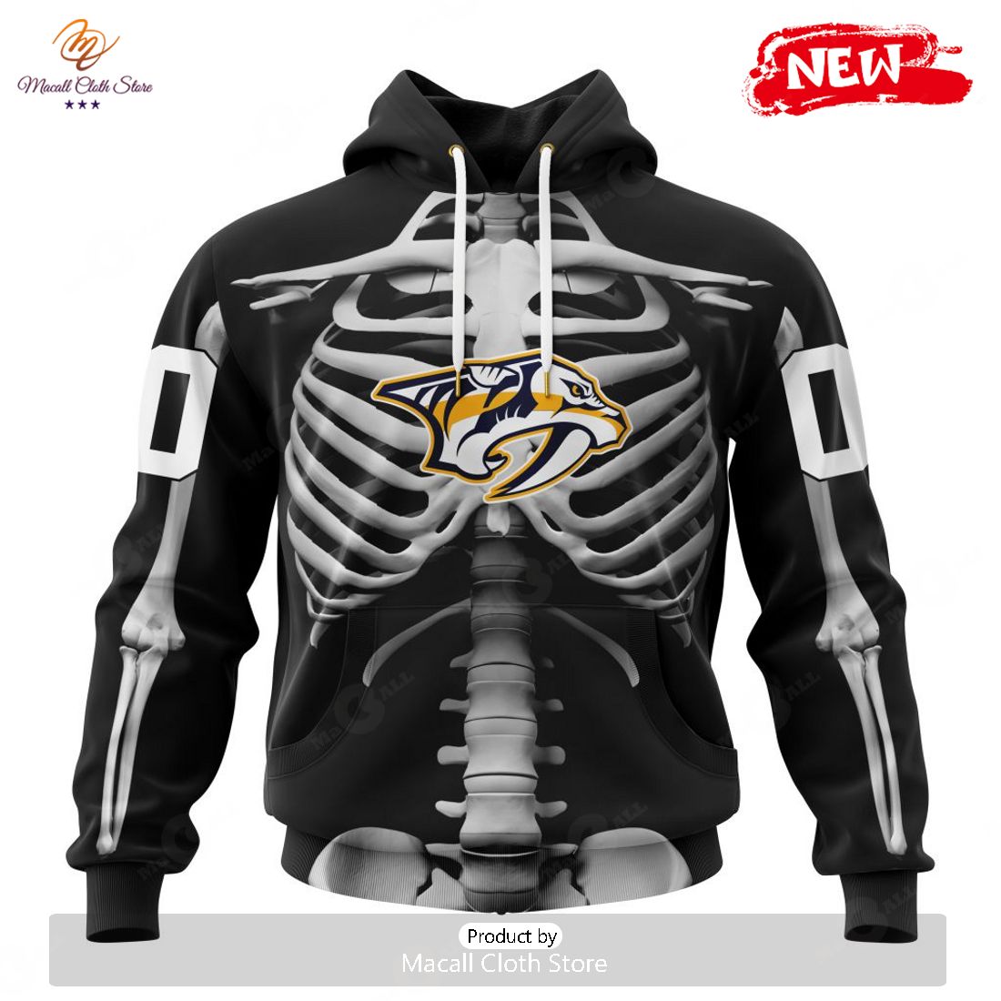 HOT Personalized NHL Nashville Predators Special Skeleton Costume For Halloween Hoodie Sweatshirt 3D