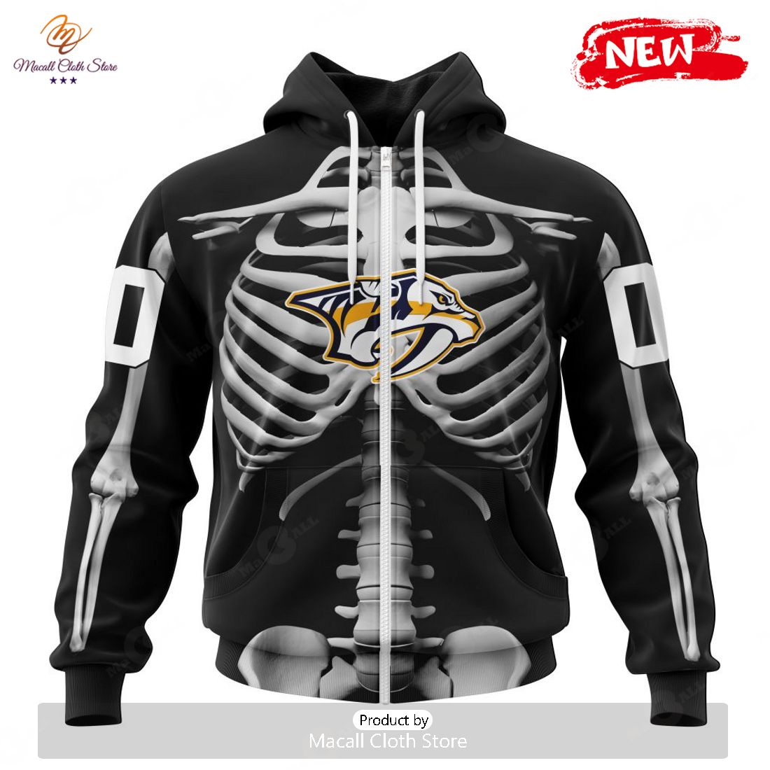 HOT Personalized NHL Nashville Predators Special Skeleton Costume For Halloween Hoodie Sweatshirt 3D