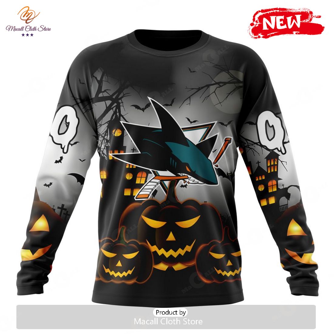 HOT Personalized NHL San Jose Sharks Special Design For Halloween Hoodie Sweatshirt 3D HOT Personalized NHL San Jose Sharks Special Design For Halloween Hoodie Sweatshirt 3D