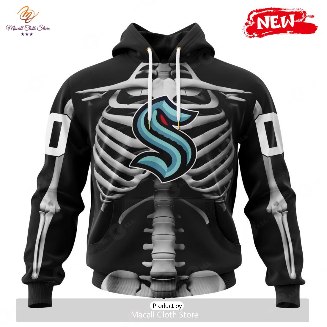 HOT Personalized NHL Seattle Kraken Special Skeleton Costume For Halloween Hoodie Sweatshirt 3D HOT Personalized NHL Seattle Kraken Special Skeleton Costume For Halloween Hoodie Sweatshirt 3D