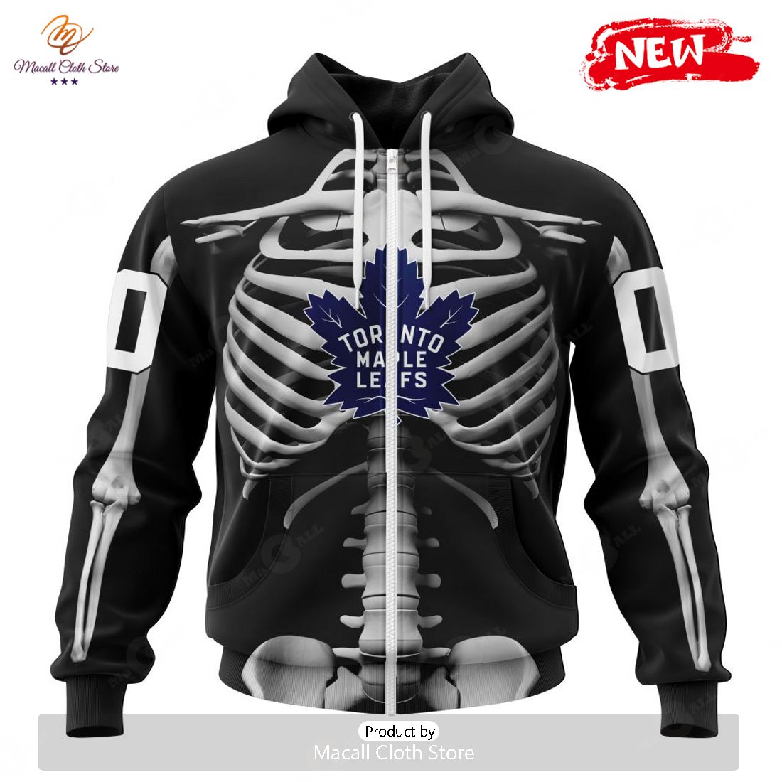 HOT Personalized NHL Toronto Maple Leafs Special Skeleton Costume For Halloween Hoodie Sweatshirt 3D