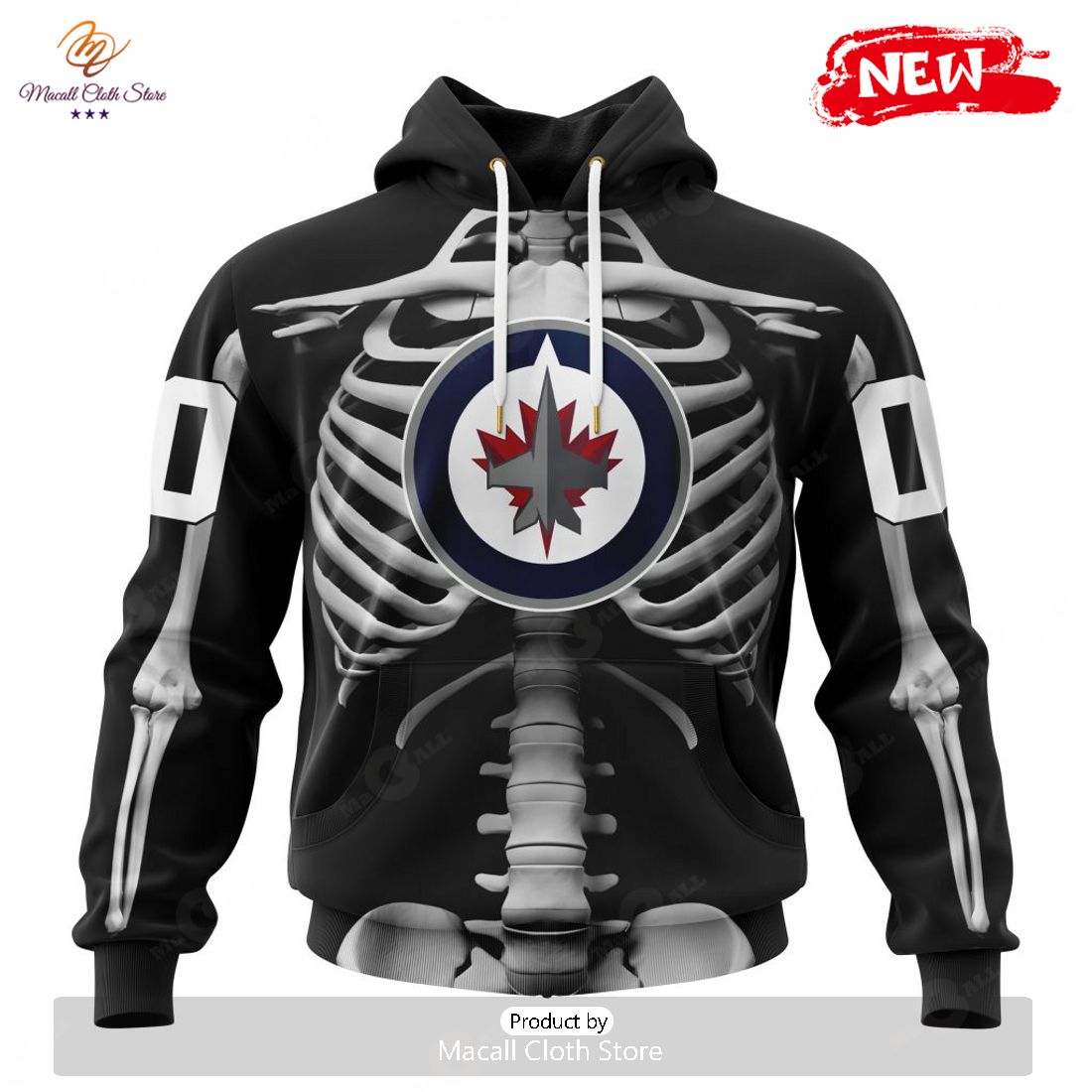 HOT Personalized NHL Winnipeg Jets Special Skeleton Costume For Halloween Hoodie Sweatshirt 3D