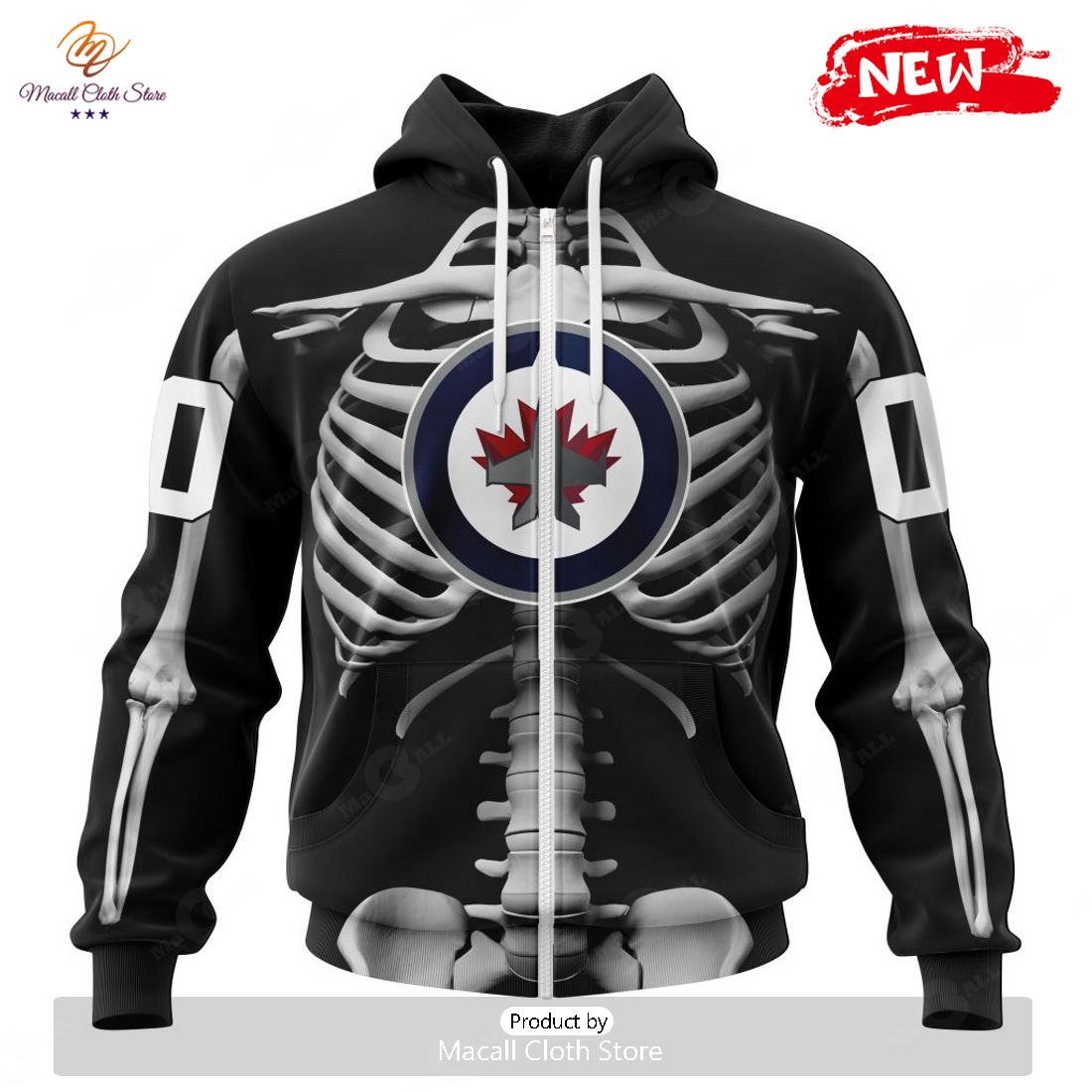 HOT Personalized NHL Winnipeg Jets Special Skeleton Costume For Halloween Hoodie Sweatshirt 3D