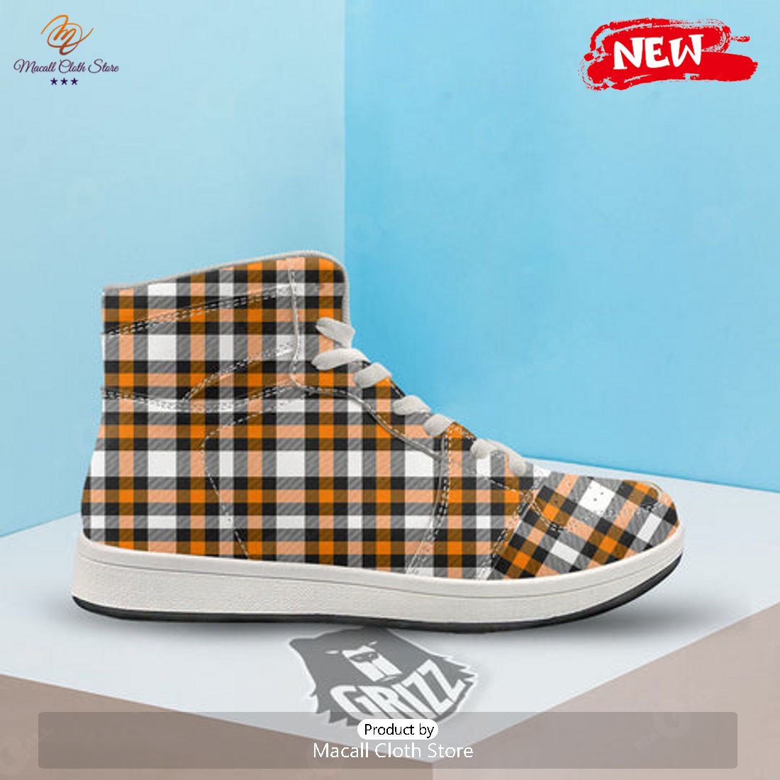 HOT Buffalo Plaid Halloween Print Pattern High Top Sneakers