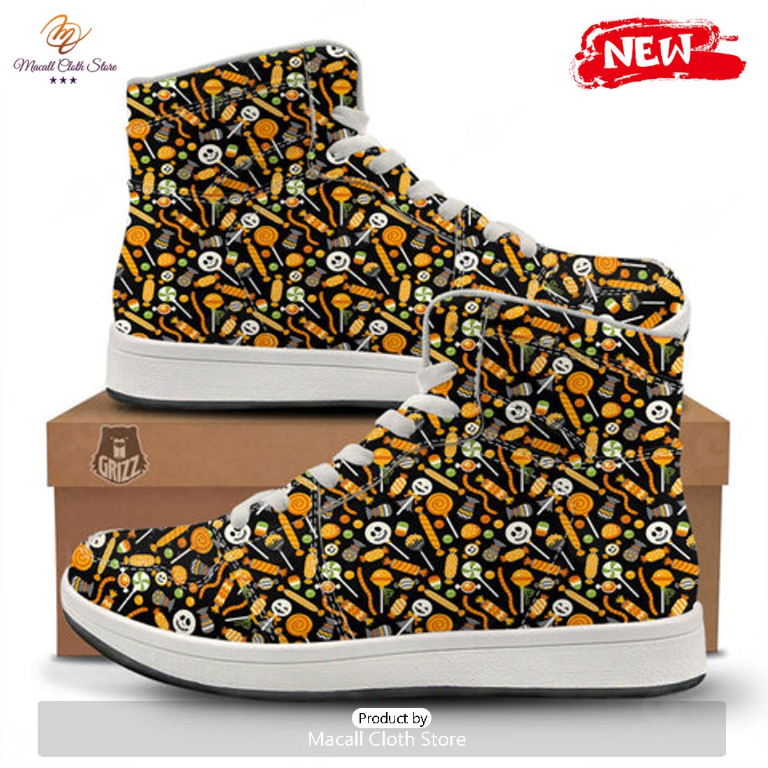 HOT Candy Halloween Print Pattern High Top Sneakers HOT Candy Halloween Print Pattern High Top Sneakers