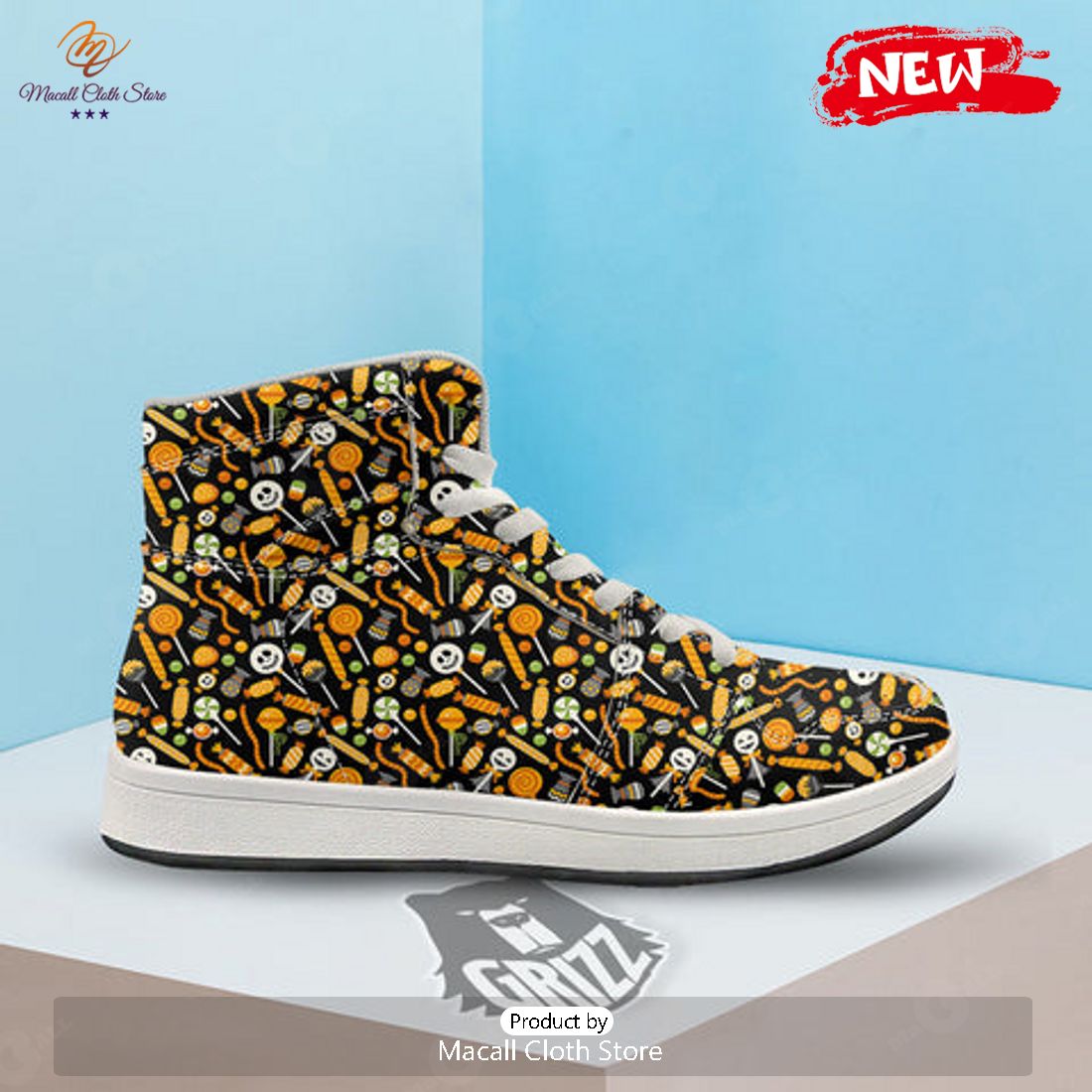 HOT Candy Halloween Print Pattern High Top Sneakers