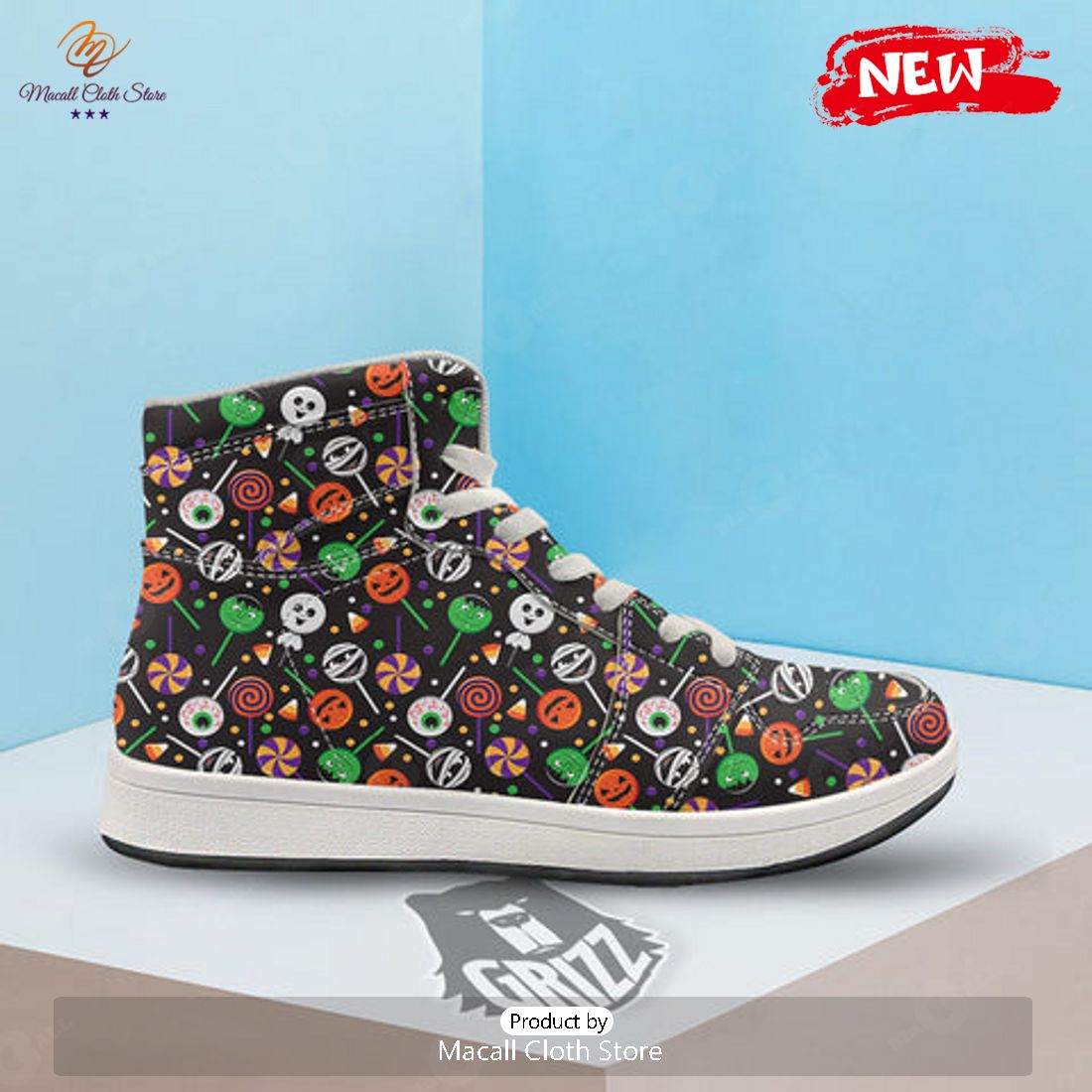 HOT Candy Monsters Halloween Print Pattern High Top Sneakers