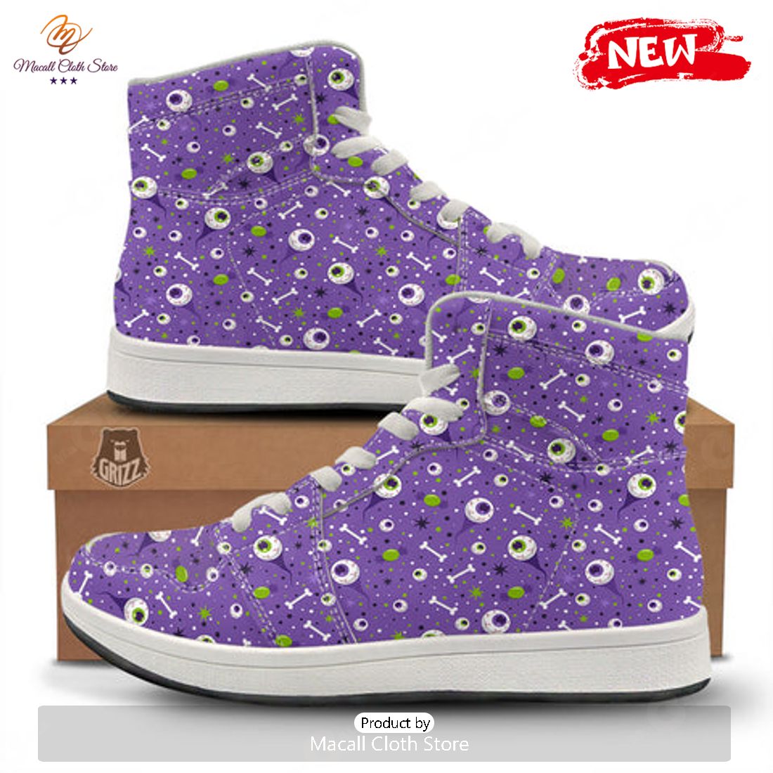 HOT Eyeball Halloween Print Pattern High Top Sneakers HOT Eyeball Halloween Print Pattern High Top Sneakers