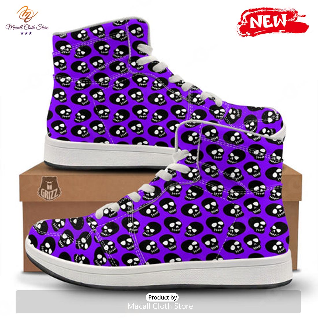 HOT Halloween Black And Purple Print Pattern High Top Sneakers HOT Halloween Black And Purple Print Pattern High Top Sneakers