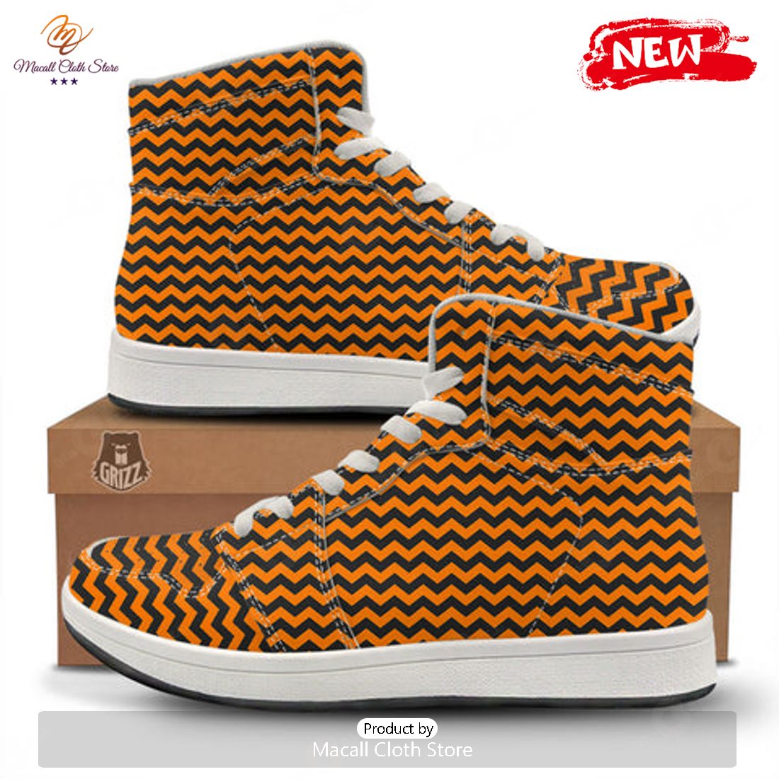 HOT Halloween Chevron Orange Print Pattern High Top Sneakers HOT Halloween Chevron Orange Print Pattern High Top Sneakers