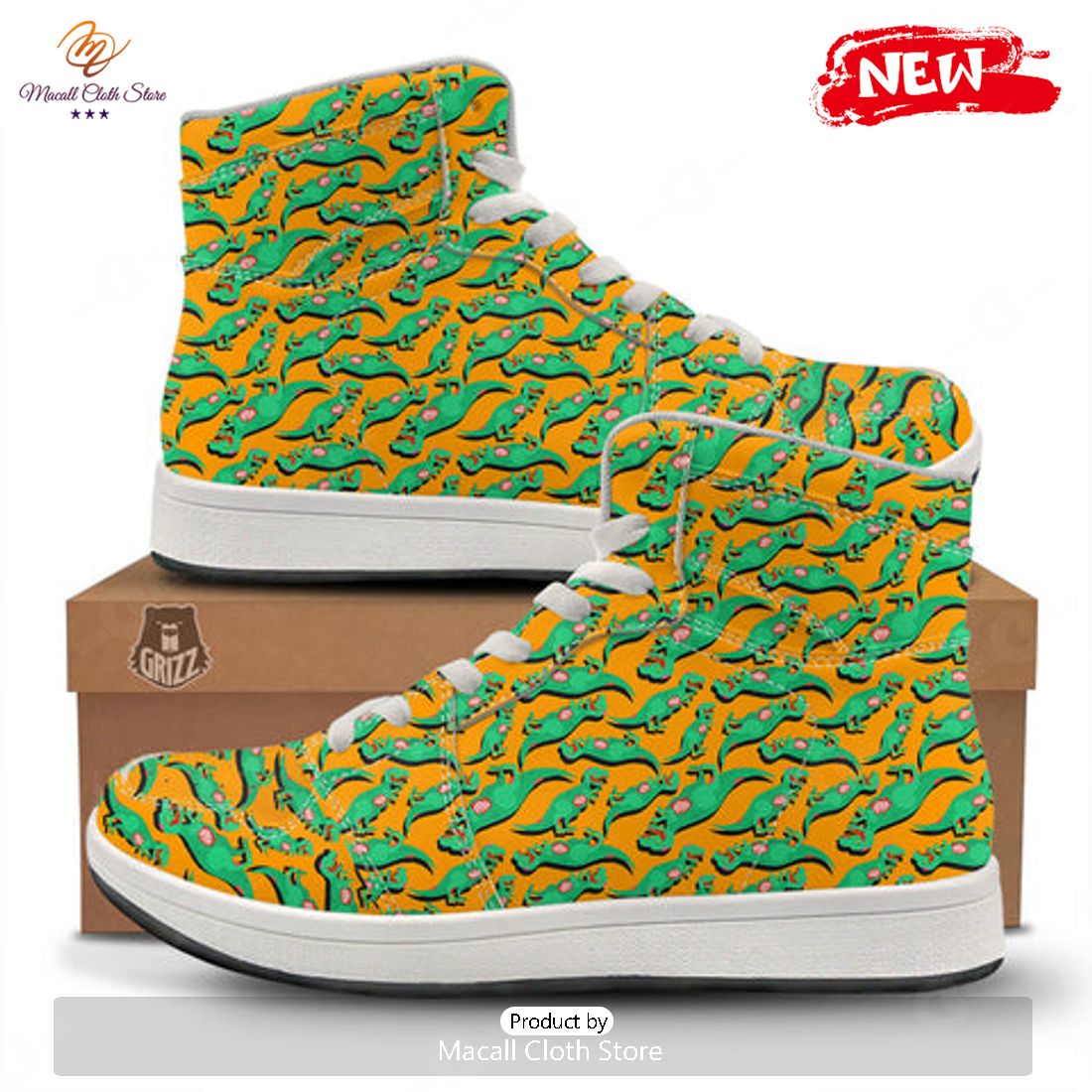 HOT Halloween Cute Dino Print Pattern High Top Sneakers HOT Halloween Cute Dino Print Pattern High Top Sneakers