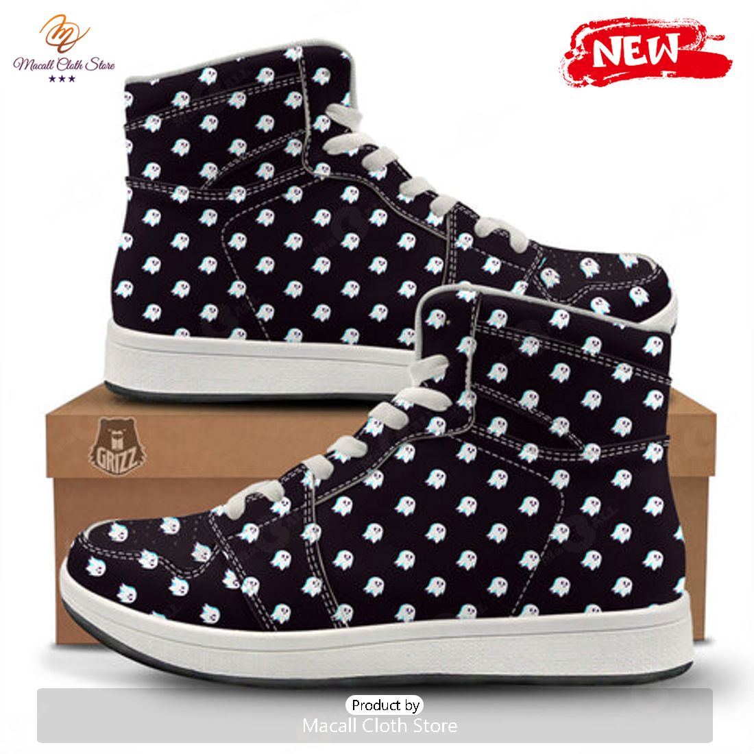 HOT Halloween Ghost Little Print Pattern High Top Sneakers HOT Halloween Ghost Little Print Pattern High Top Sneakers