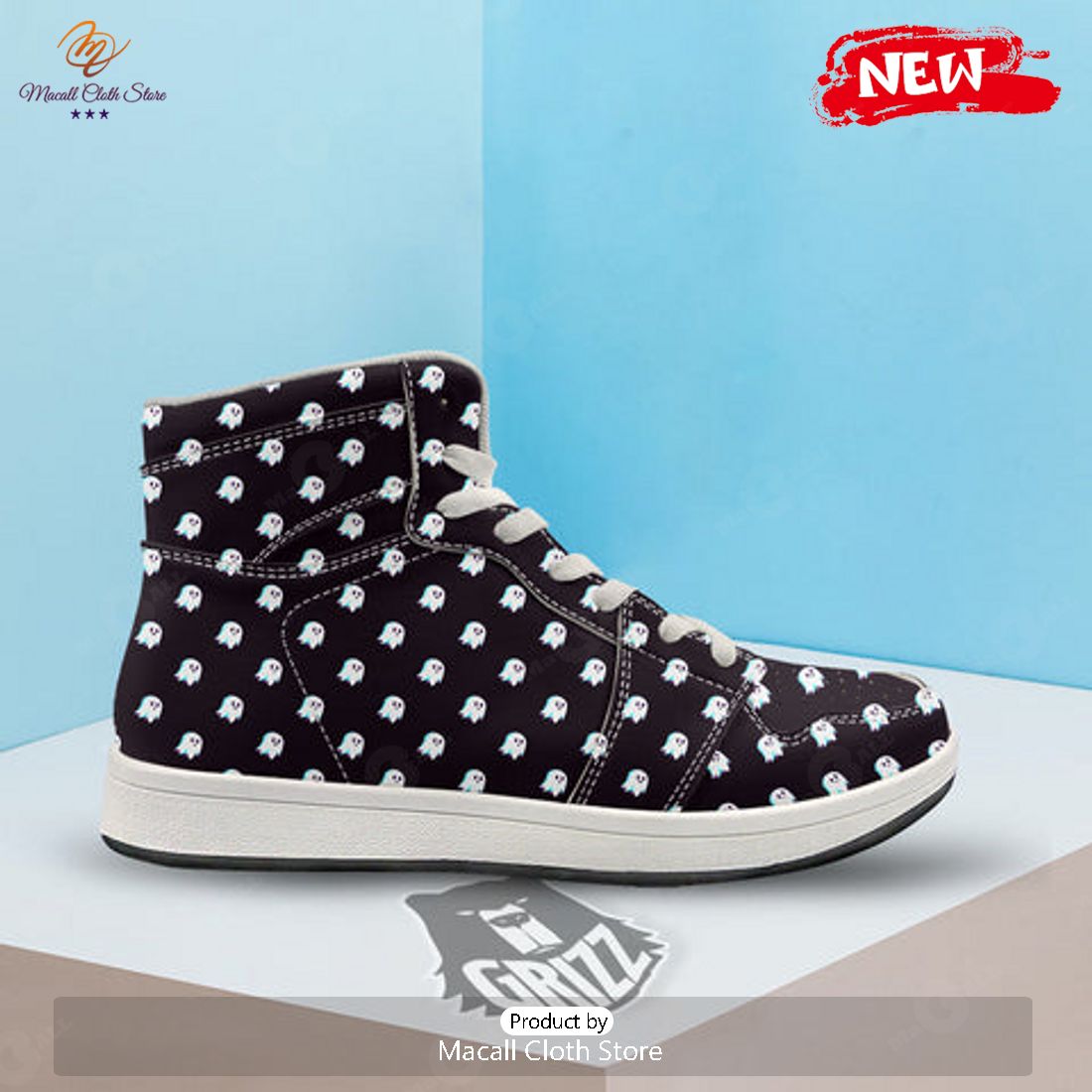 HOT Halloween Ghost Little Print Pattern High Top Sneakers
