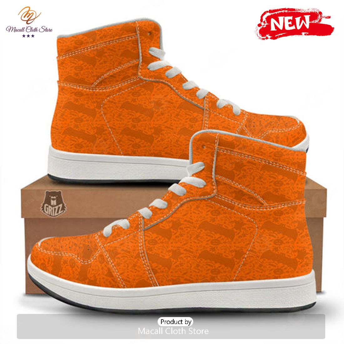 HOT Halloween Orange Print Pattern High Top Sneakers HOT Halloween Orange Print Pattern High Top Sneakers